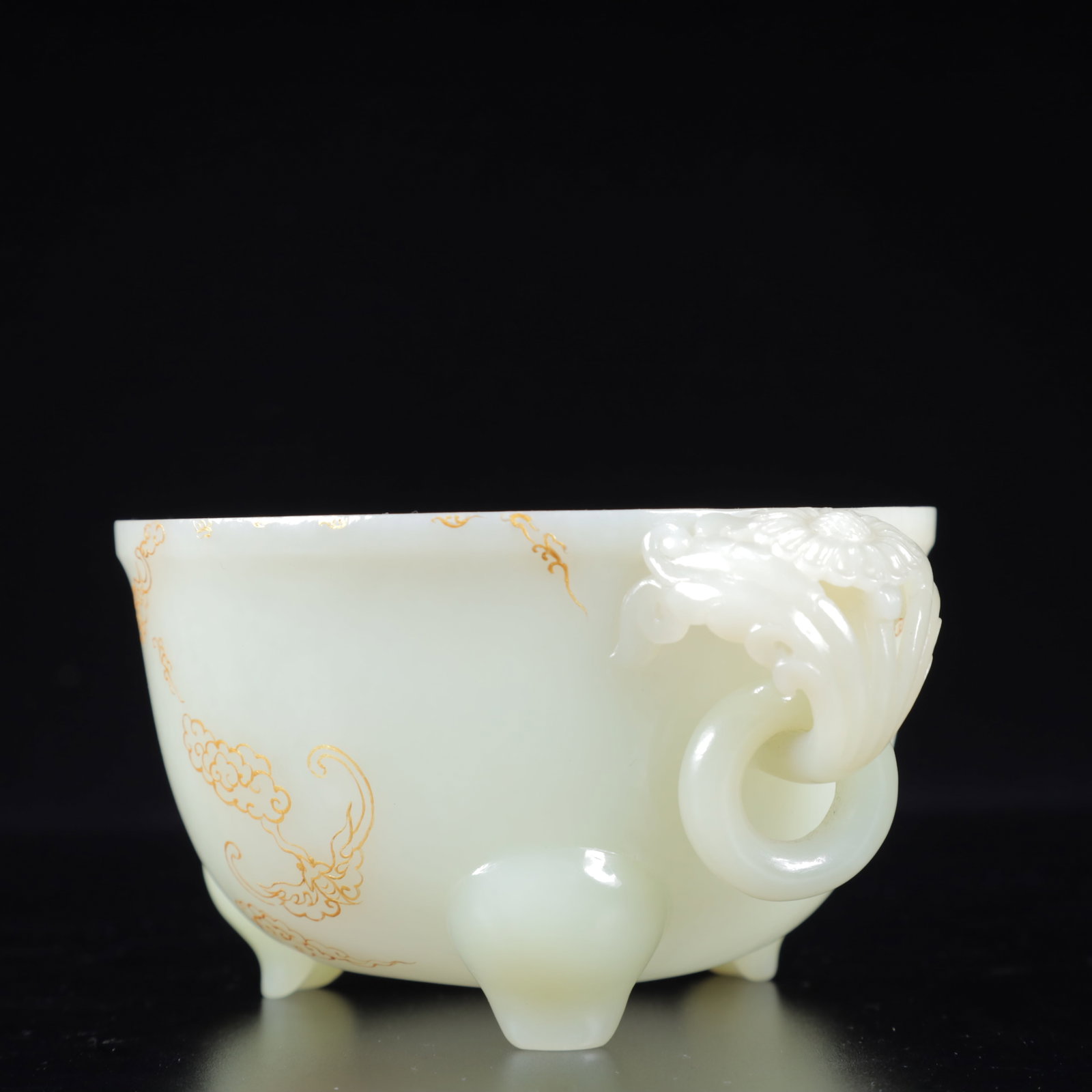 An Exquisite White Jade Auspicious Cloud Pattern Double-Ears and Tripod Jar - 7
