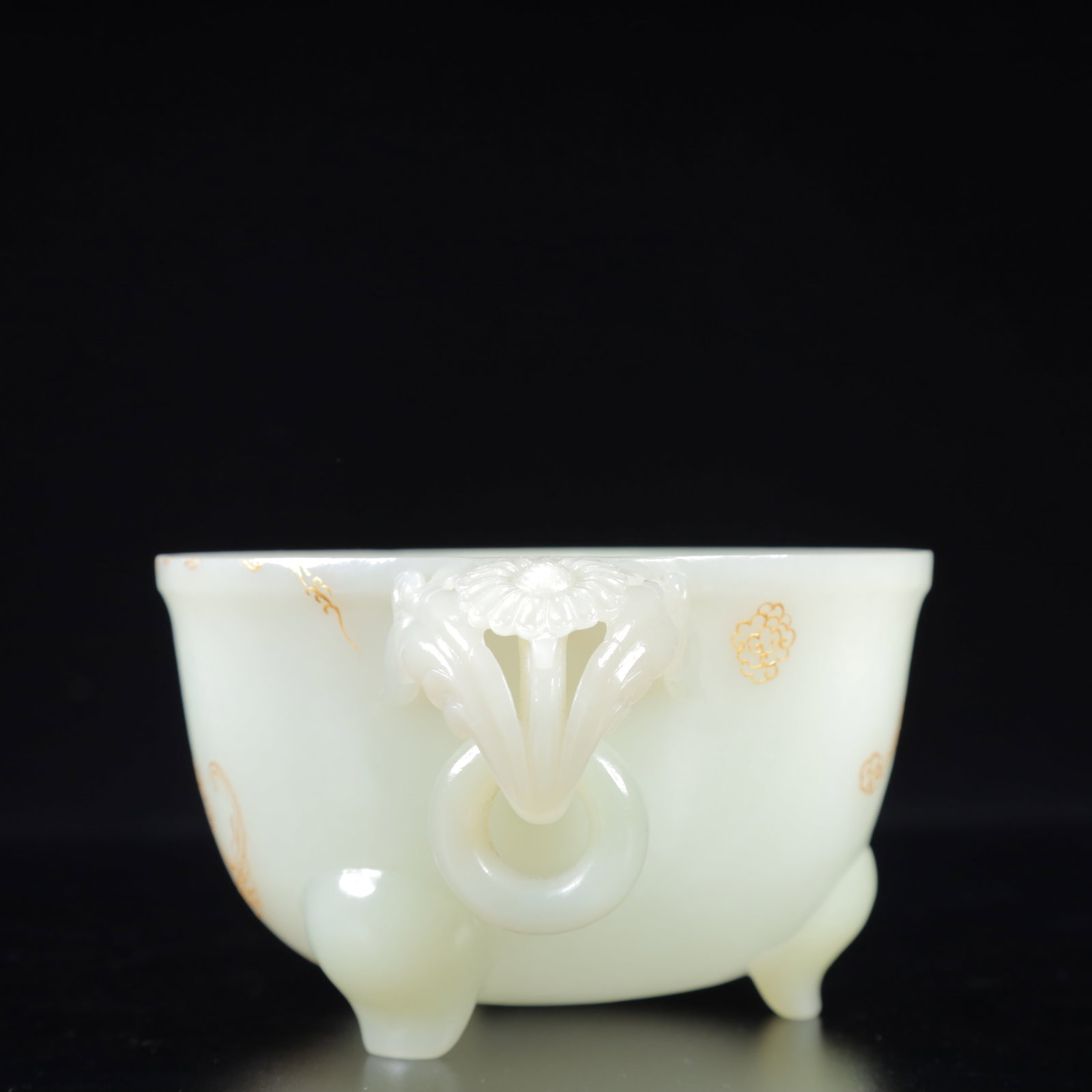 An Exquisite White Jade Auspicious Cloud Pattern Double-Ears and Tripod Jar - 8