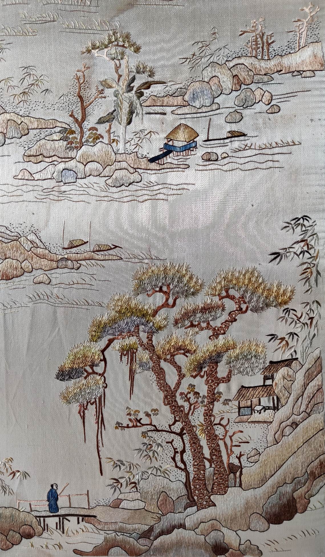 Cantonese Embroidery Landscape Pattern Four Screens - 9