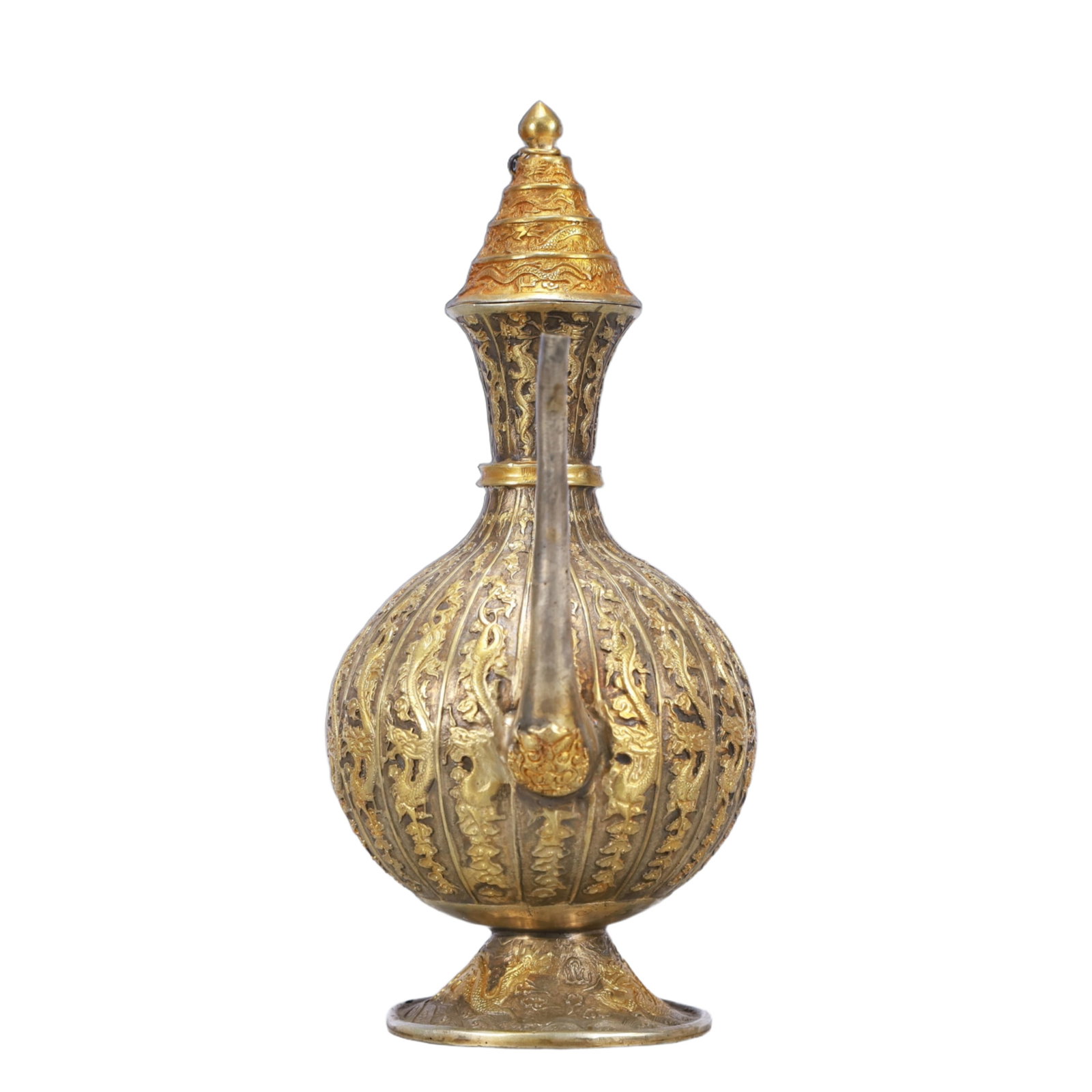 A Rare Gilt Silver Dragon Pattern Ewer - 6
