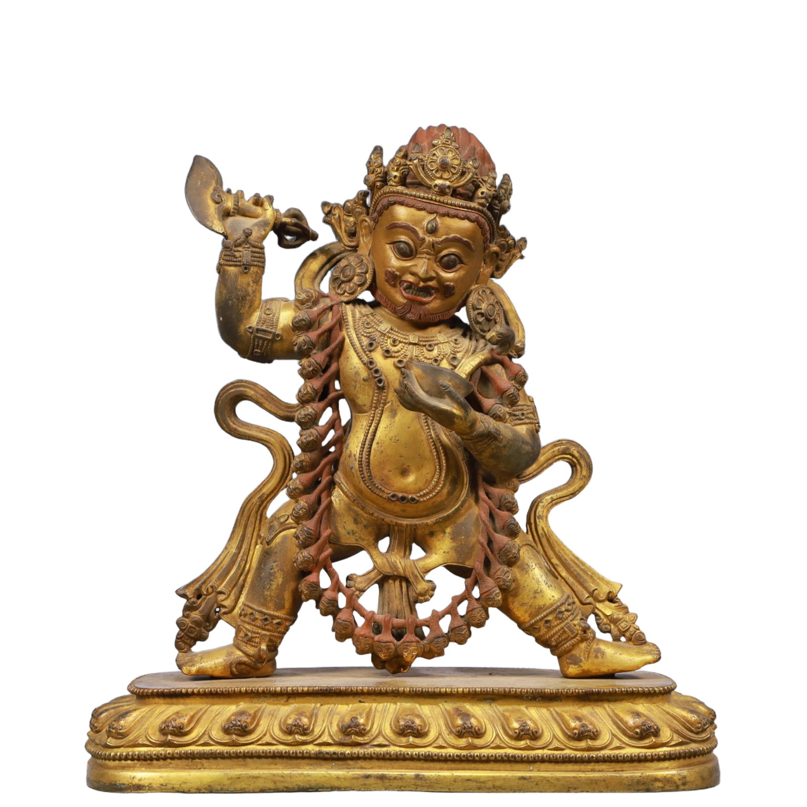 A Solemn Gilt Bronze Statue of Mammon: A Solemn Gilt Bronze Statue of Mammon, Qing Dynasty, China, Size:12.2inx5.5inx13.2in, Weight:7000g