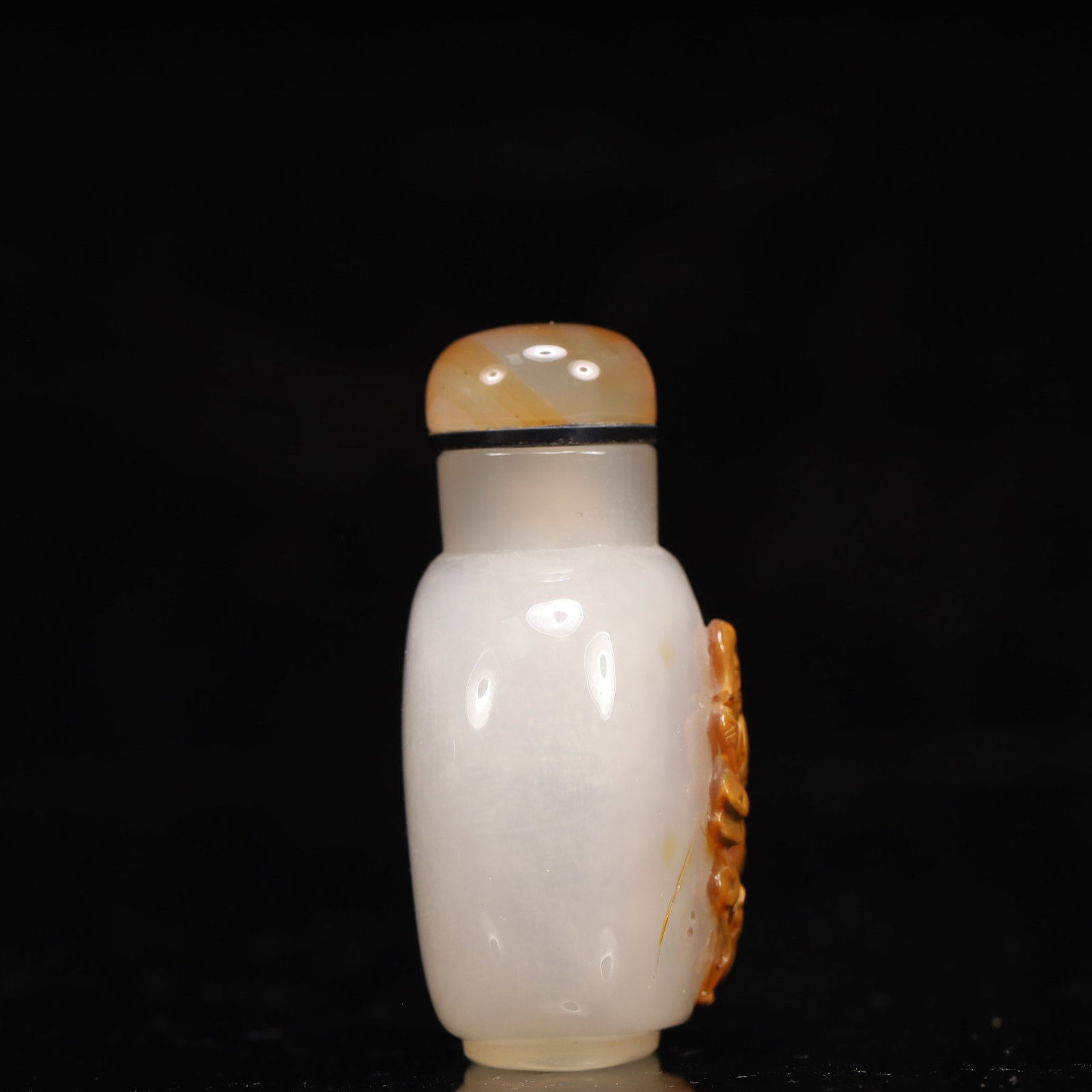 An Exquisite Agate Figure and Golden Toad Pattern Snuff Bottle - 4