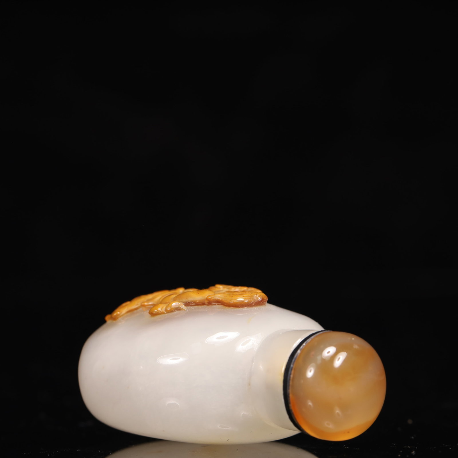 An Exquisite Agate Figure and Golden Toad Pattern Snuff Bottle - 7