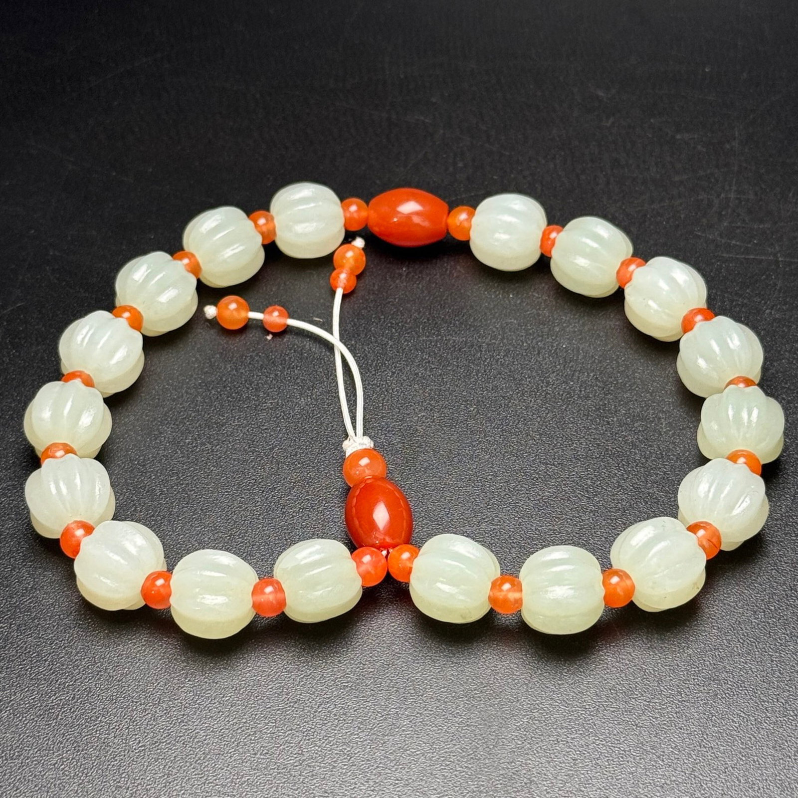 An Exquisite White Jade Pumpkin-Shaped Bracelets - 6