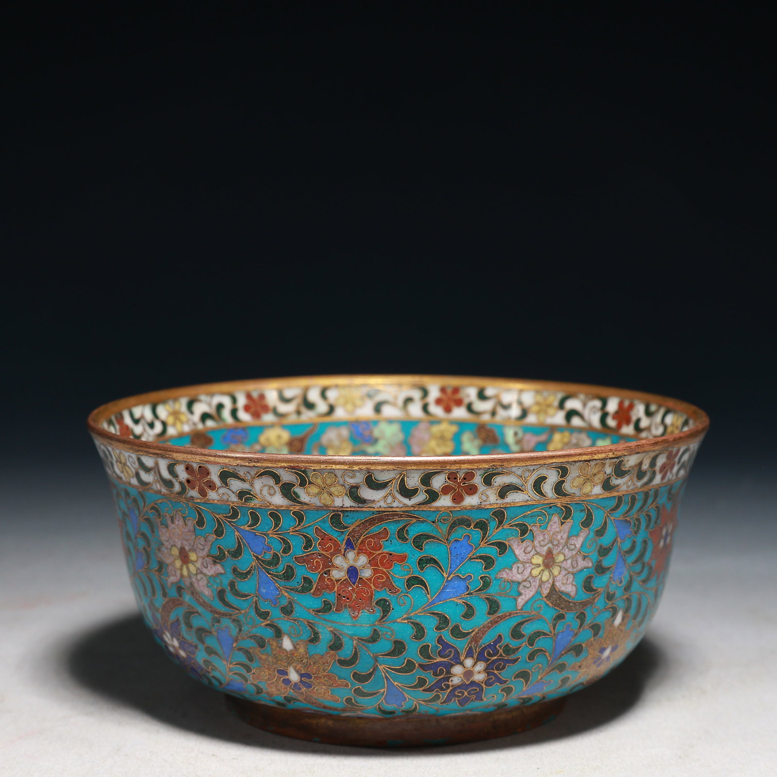 An Exquisite Cloisonne Lotus,Seawater and Auspicious Cloud Pattern Bowl (1 of 10)