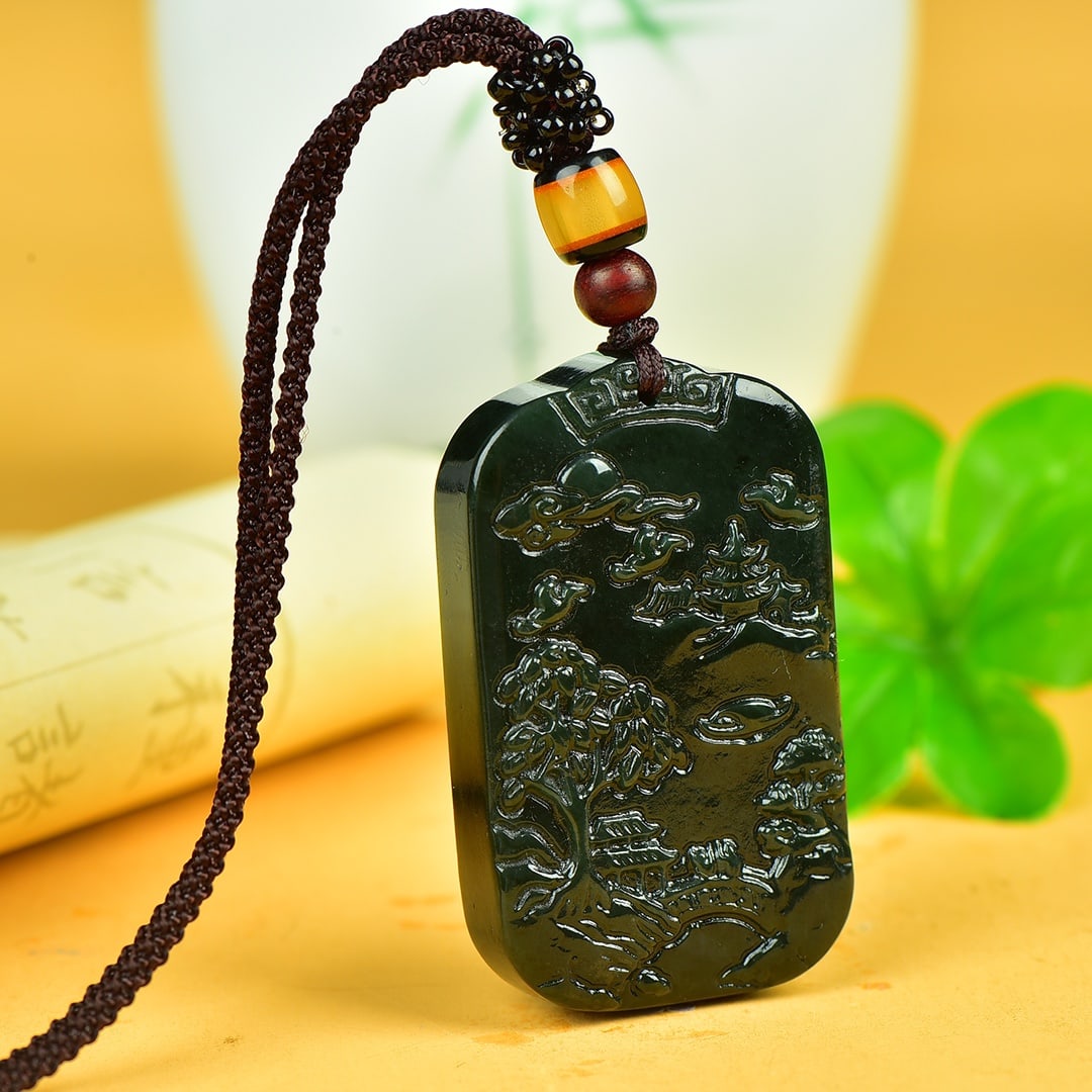 An Exquisite Sapphire Landscape Pattern Pendant - 2