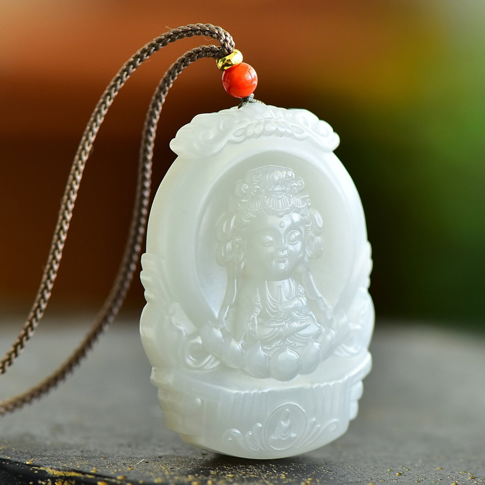 An Exquisite White Jade Buddha Pattern Pendant - 3