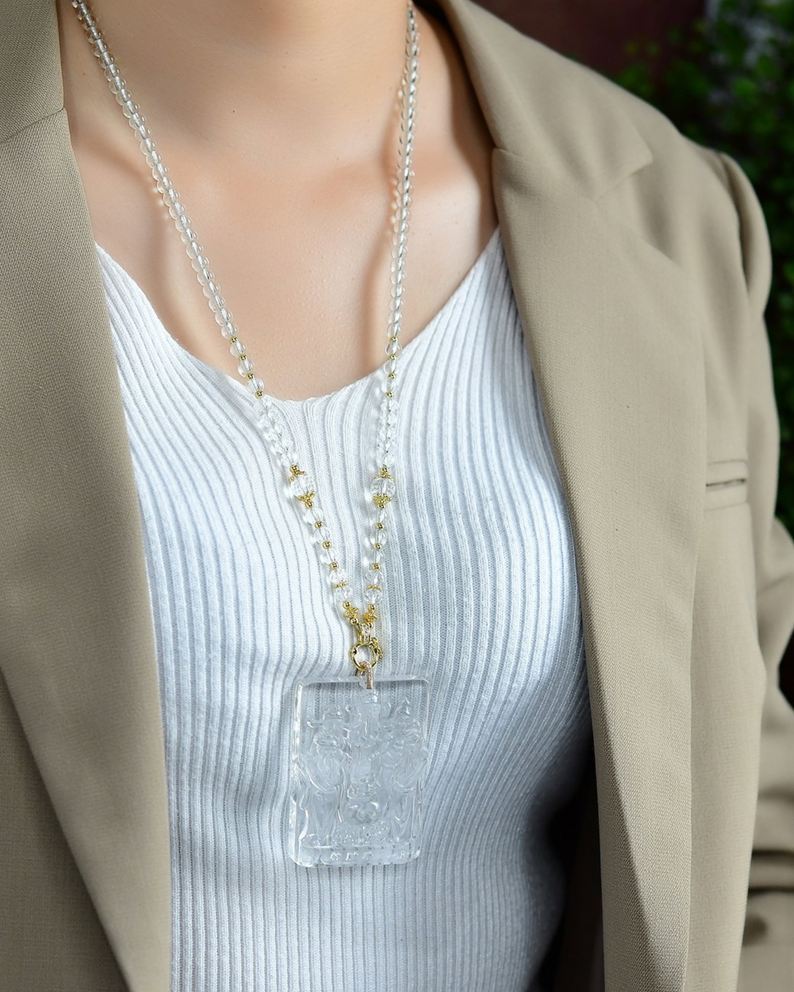 An Exquisite Crystal Mammon Pattern Pendant - 6