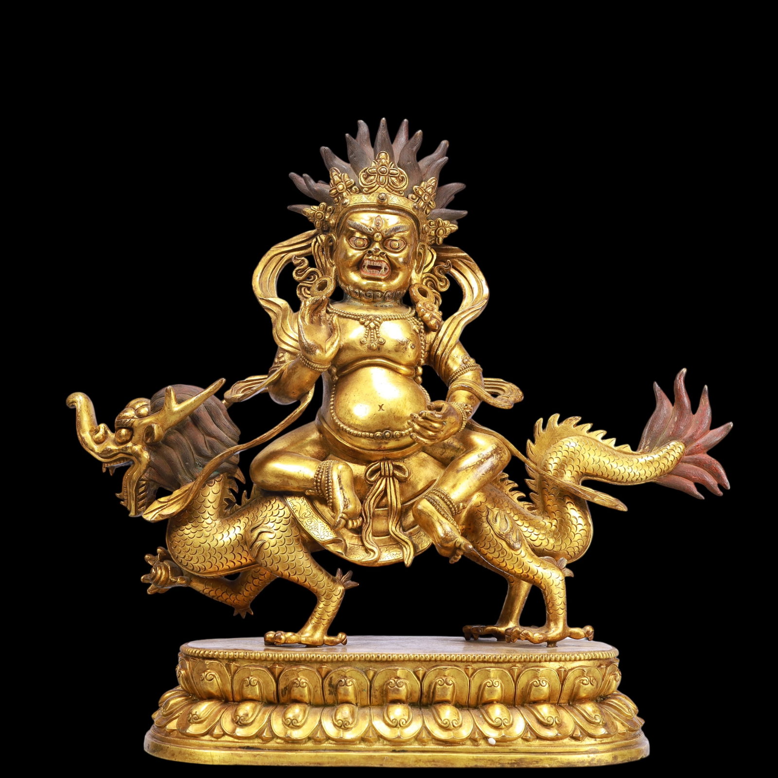 A Exquisite Gilt Bronze Statue of Mammon: A Exquisite Gilt Bronze Statue of Mammon Ming Dynasty, China Size:15.4inx5.1inx15.2in Weight:11200g铜鎏金财神佛像 中国明代