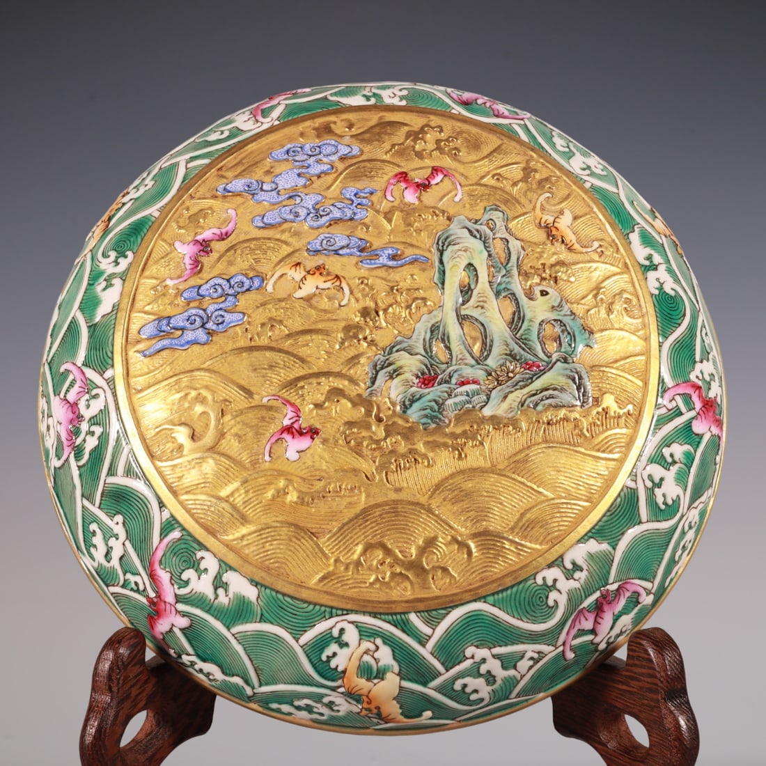 An Exquisite Enamel Seawater Pattern Bats Pattern Box - 5