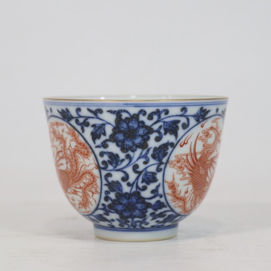 An Exquisite Blue and White Lotus Pattern Phoenix Pattern Cup - 4
