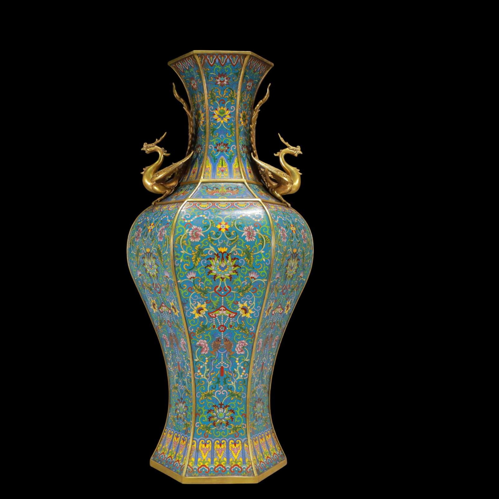 A Huge Cloisonne Lotus Pattern Phoenix-Ears Vase - 7