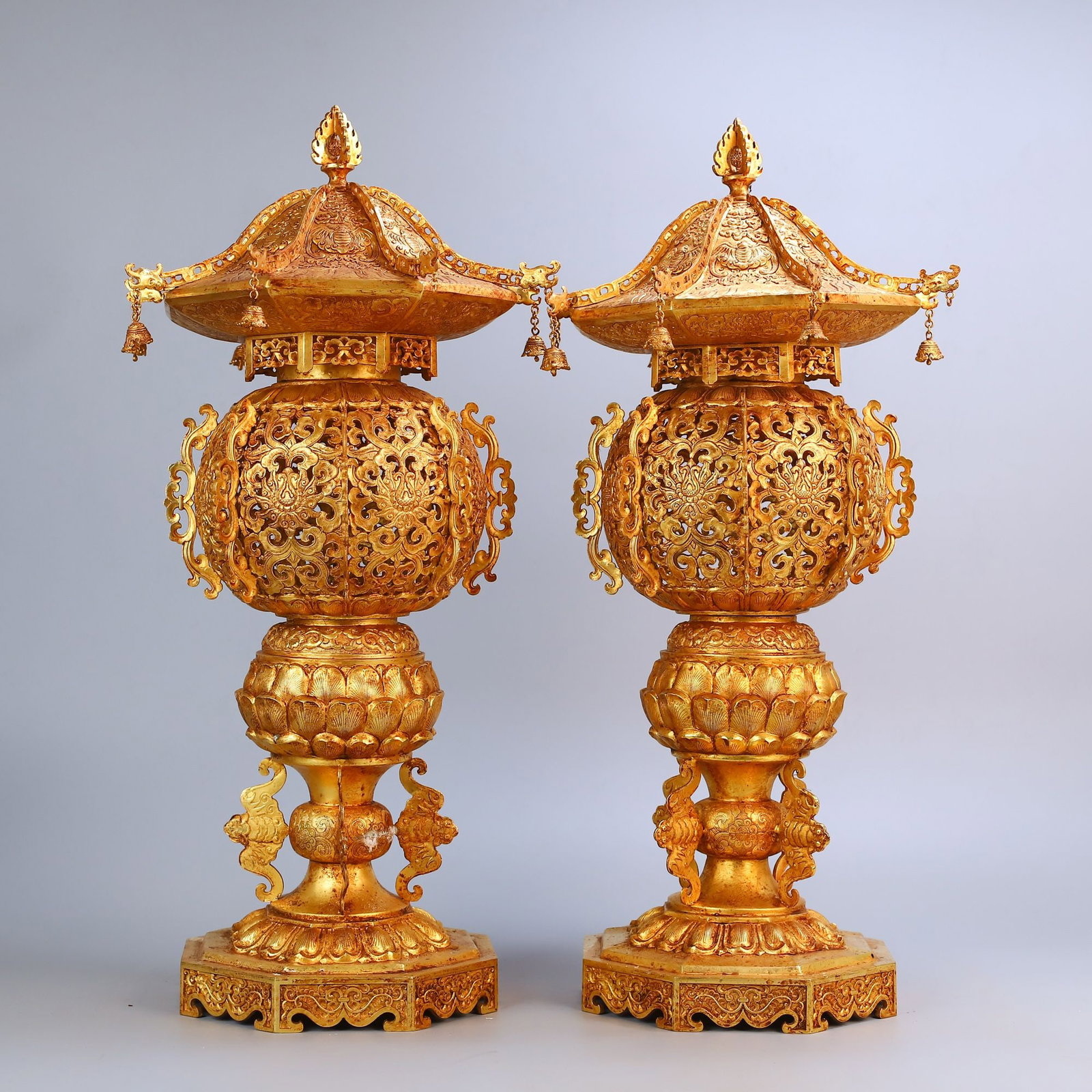 An Exquisite Gilt Bronze Lotus Pattern Palace Lantern (1 of 10)
