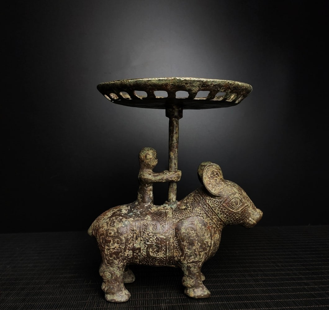An Exquisite Bronze Rhinoceros-Shaped Candlestick (1 of 9)