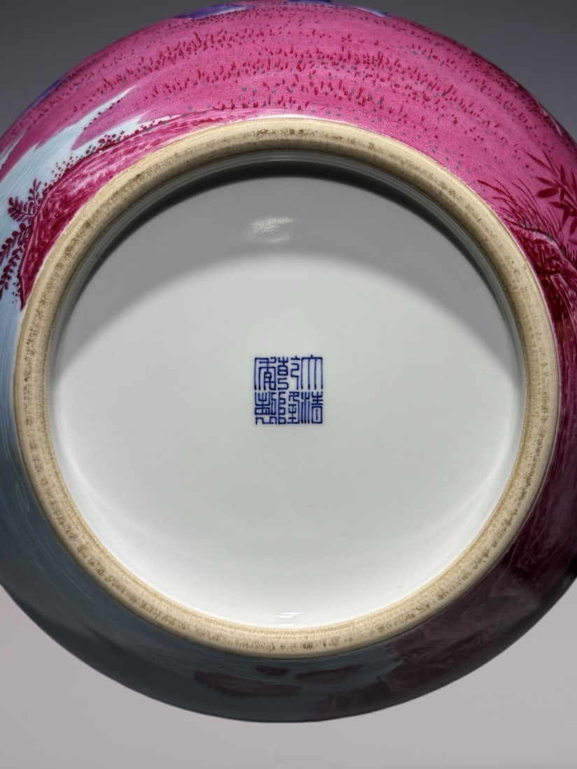 An Exquisite Enamel Ruby red-Glazed Elephant Pattern with poem Vase - 9