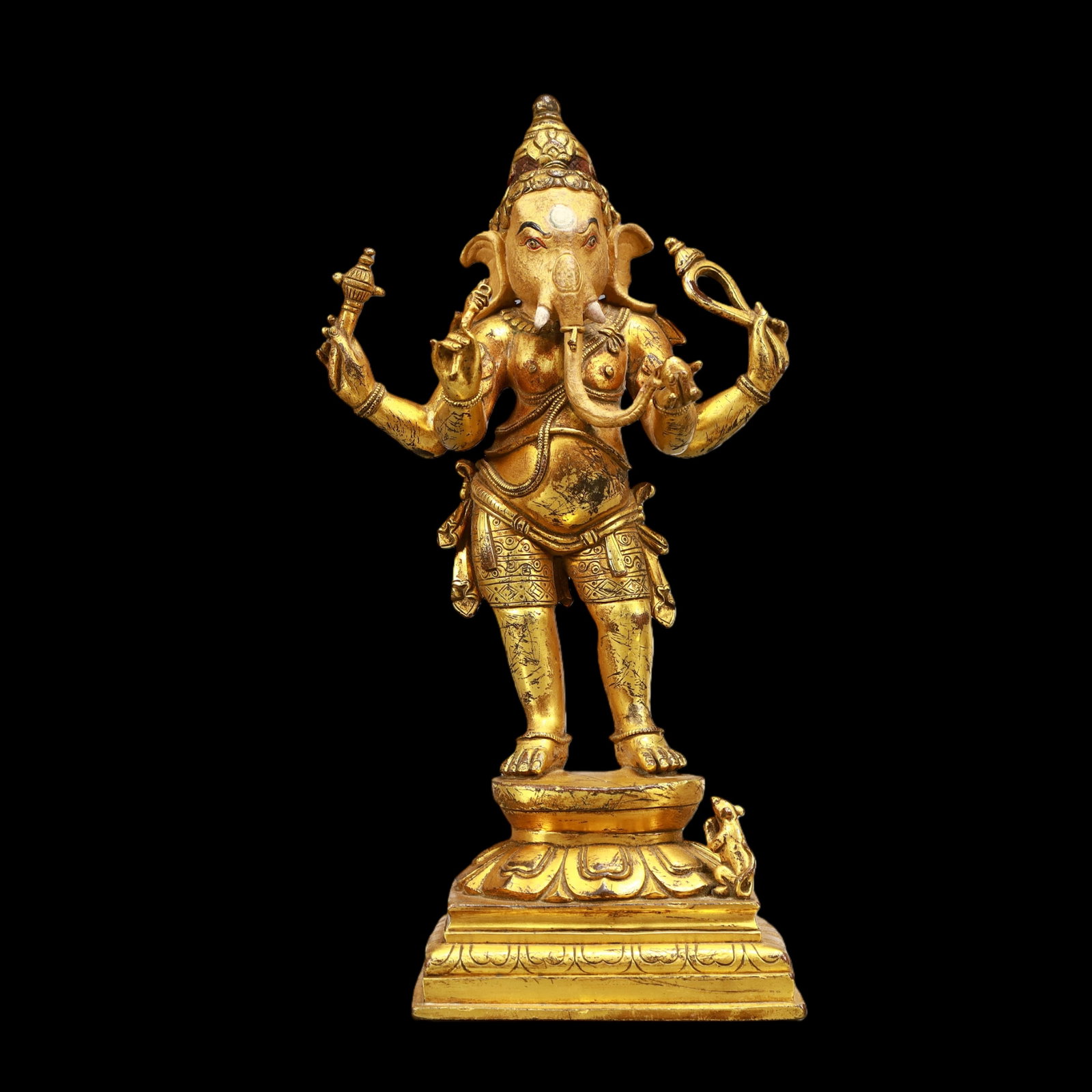A Exquisite Gilt Bronze Statue of Mammon: A Exquisite Gilt Bronze Statue of Mammon Qing Dynasty, China Size:4.7inx2.8inx9.1in Weight:1200g铜鎏金财神 中国清代 Size:12cmx7cmx23cm Weight:1200