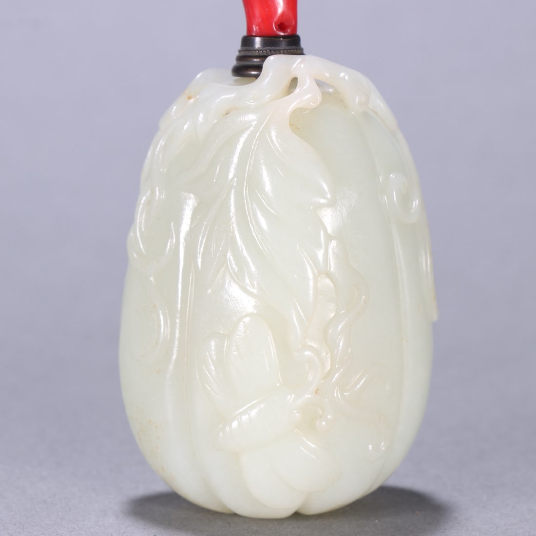 An Exquisite White Jade Melon and Fruit Pattern Snuff Bottle - 2