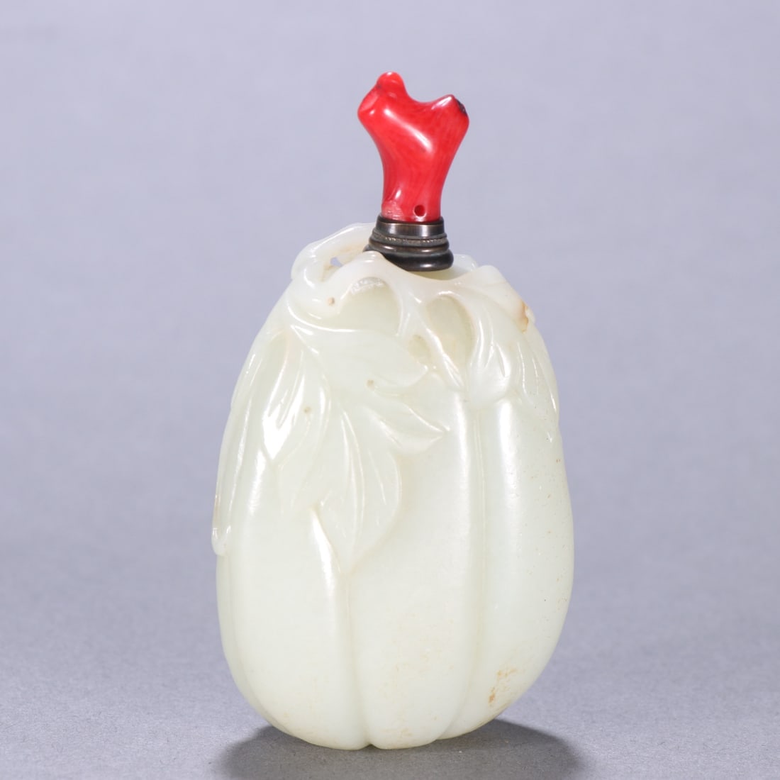 An Exquisite White Jade Melon and Fruit Pattern Snuff Bottle - 5