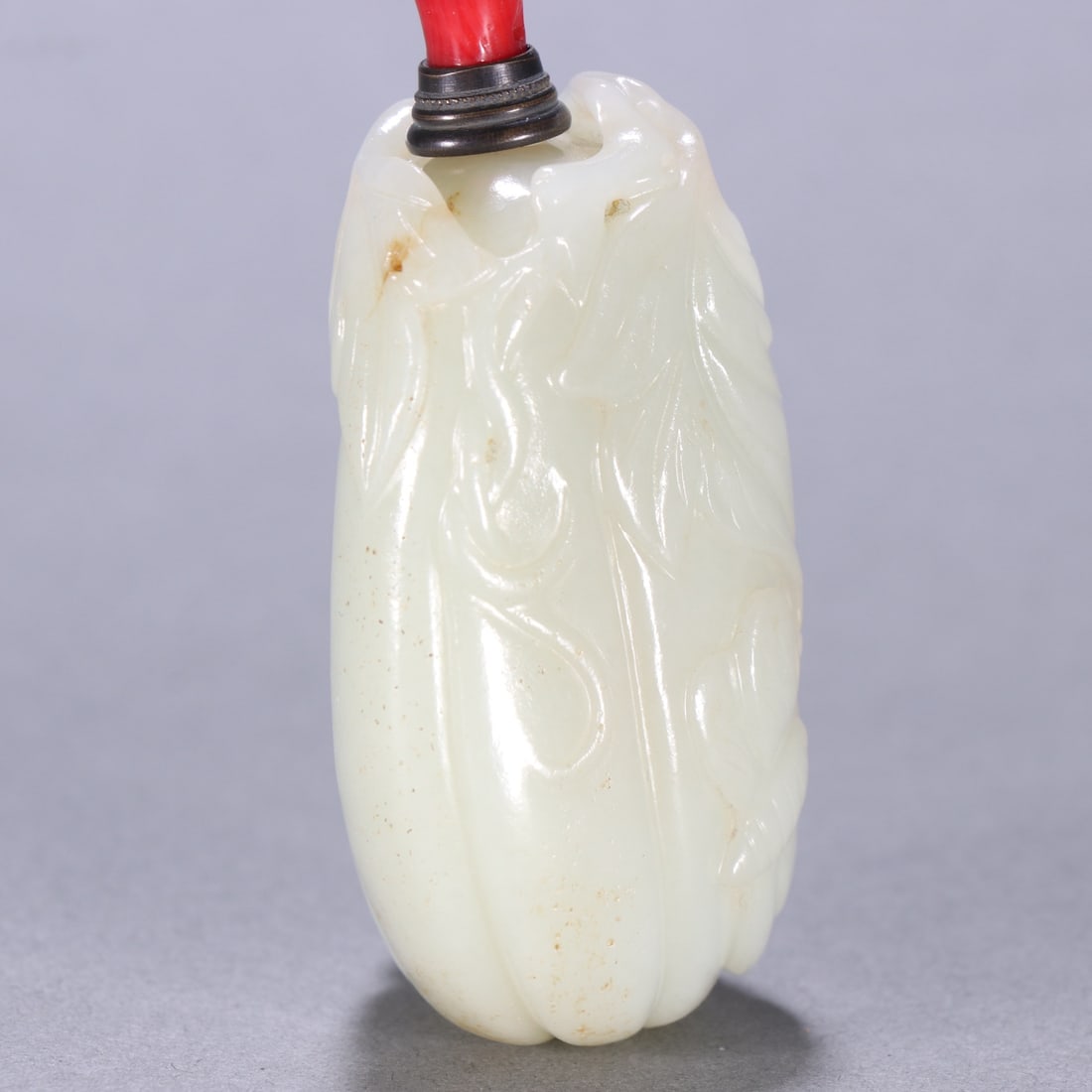 An Exquisite White Jade Melon and Fruit Pattern Snuff Bottle - 7
