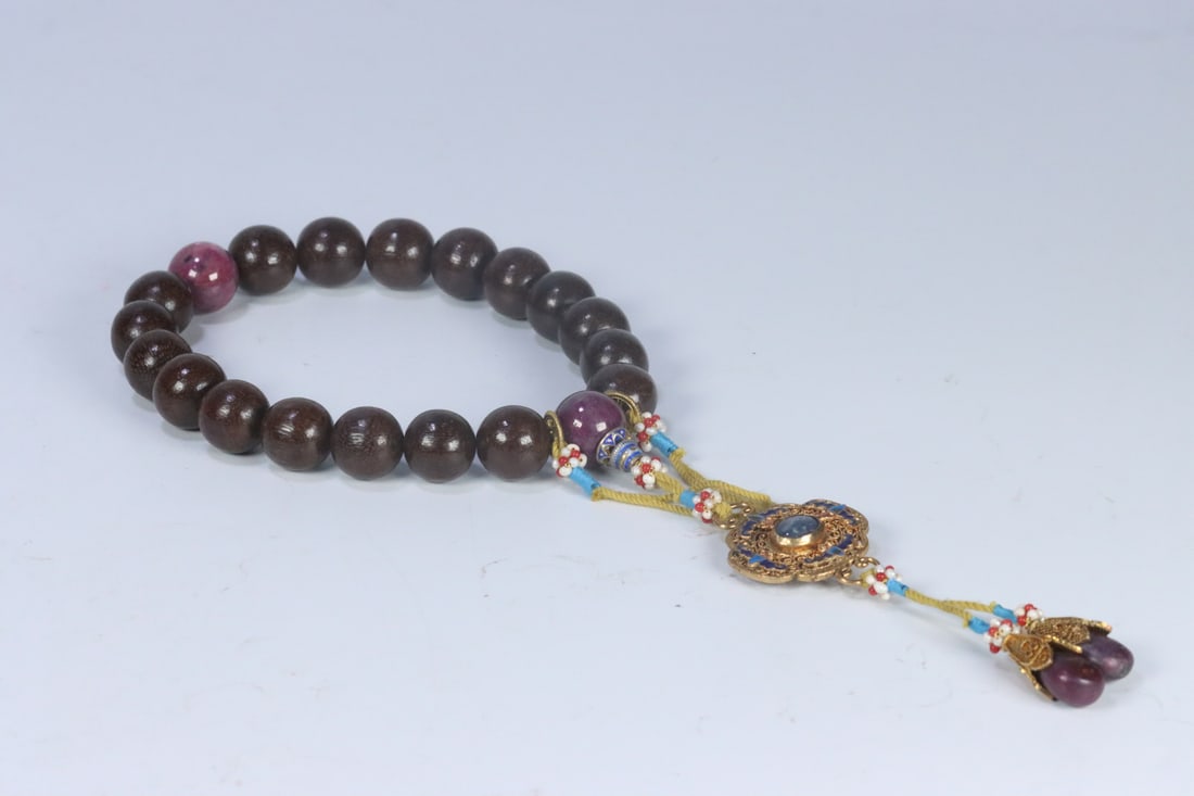 An Exquisite Ruby Inlaid Eaglewood Bracelets - 2