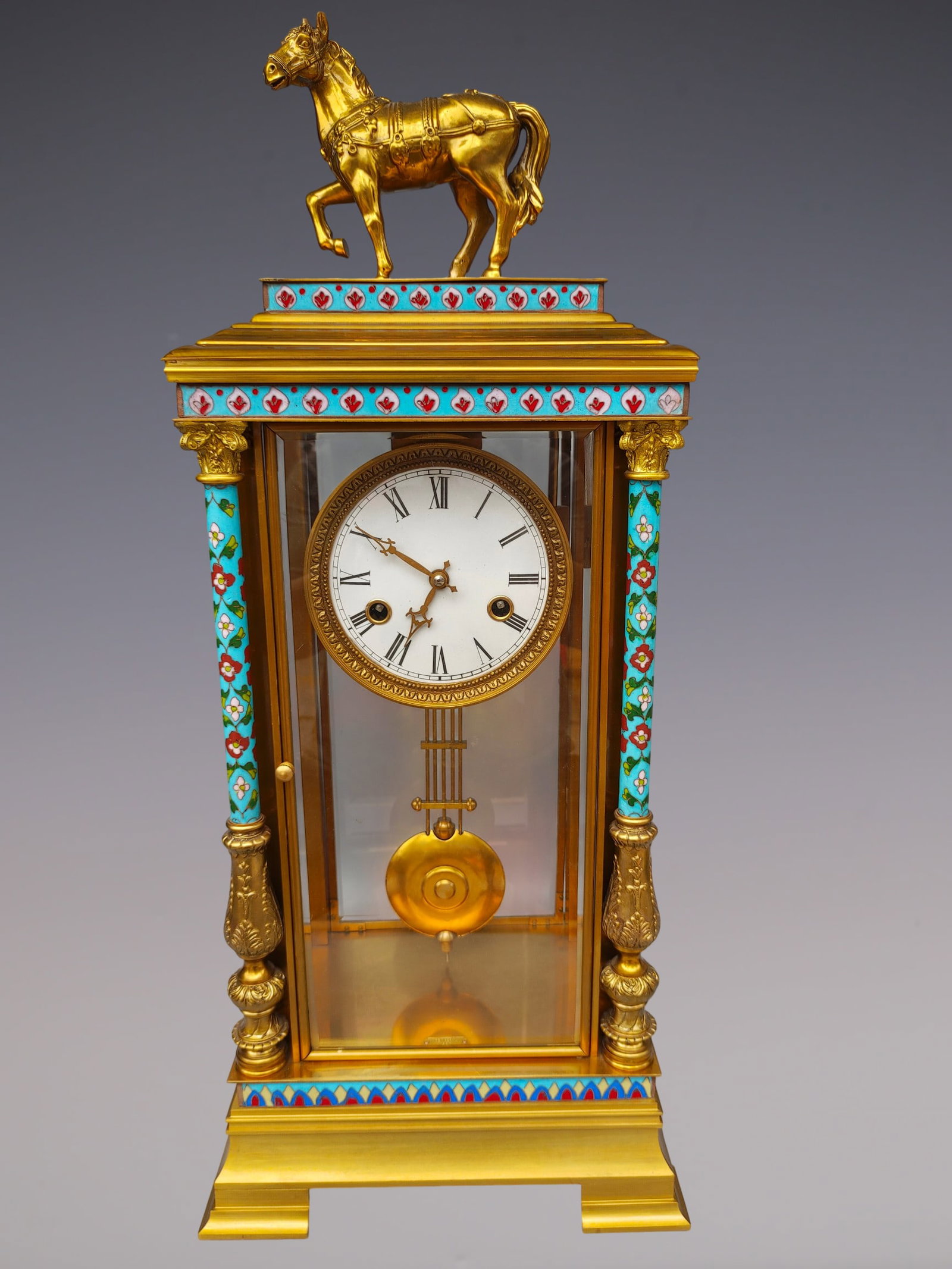 An Exquisite Gilt Bronze Lotus Pattern Clock: An Exquisite Gilt Bronze Lotus Pattern Clock Qing Dynasty, China Size:26inx11.4inx8.7in铜鎏金缠枝莲纹钟表 中国清代 Size:66