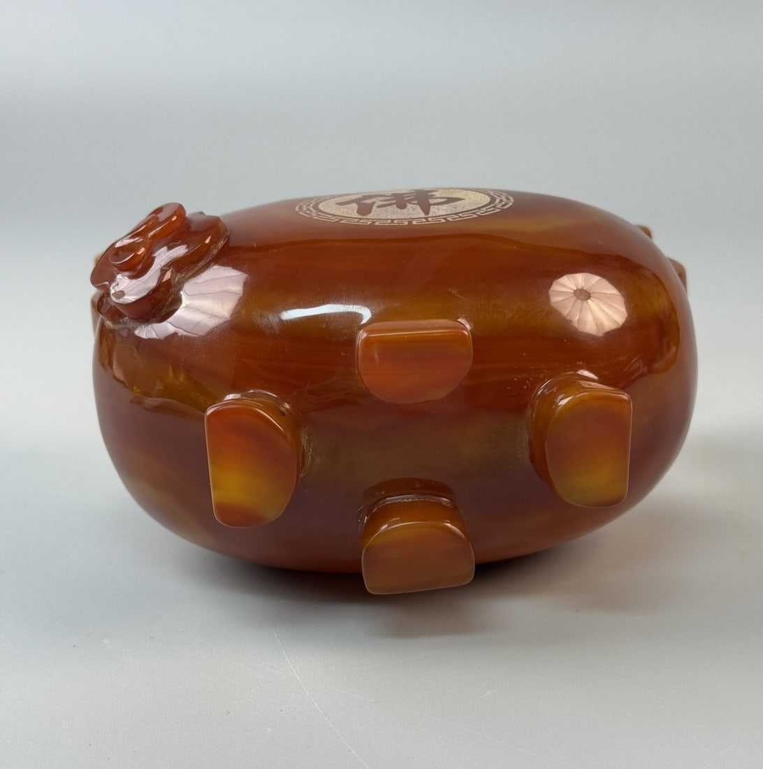 An Exquisite Agate Double-Ears Censer - 5