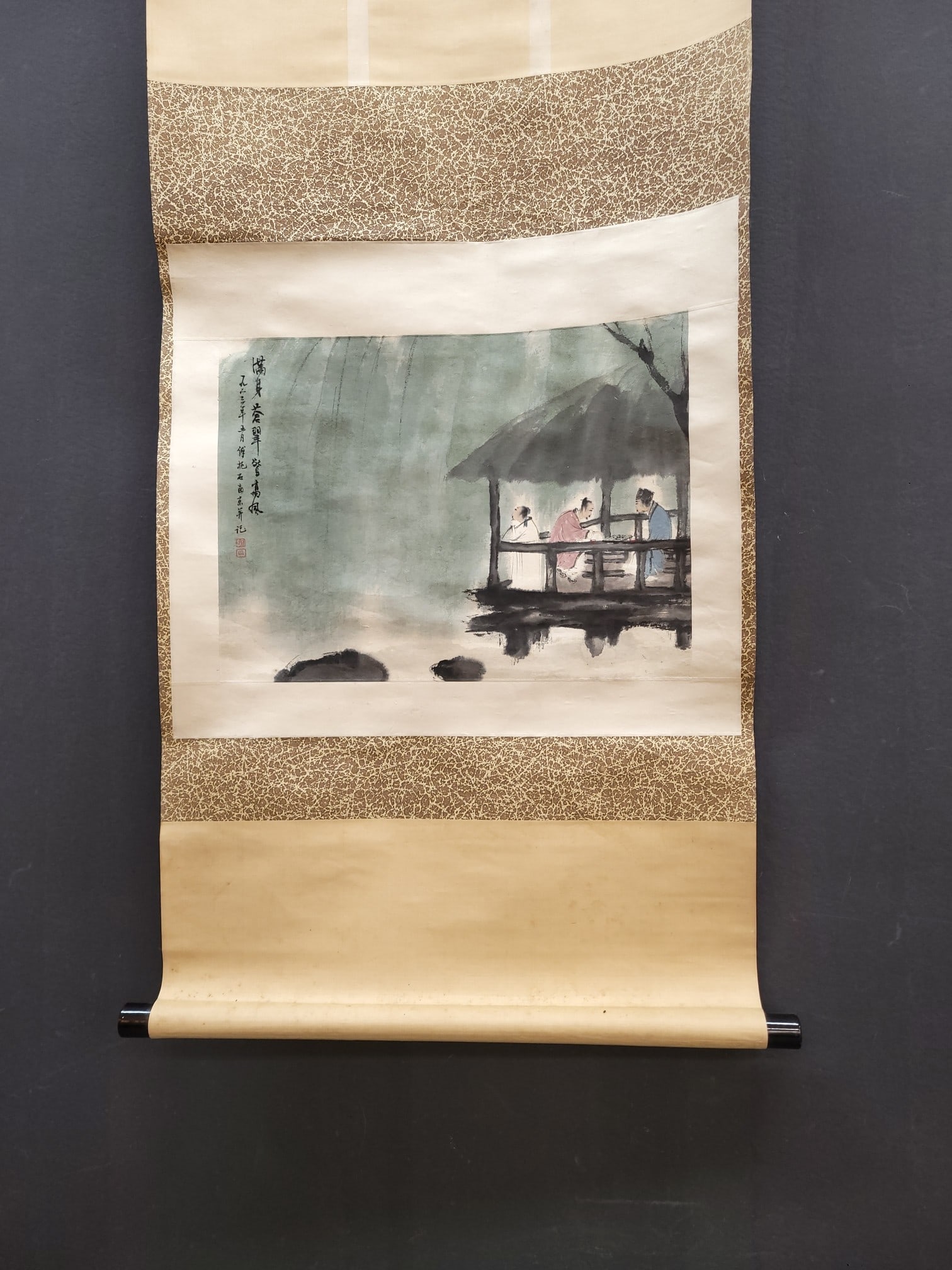 A Chinese Vertical Scroll Ink Painting of Character and Story on Paper: A Chinese Vertical Scroll Ink Painting of Character and Story on Paper Fu baoshi Without frame Size:15.7inx11.6in傅抱石人物 纸本立轴Without frame