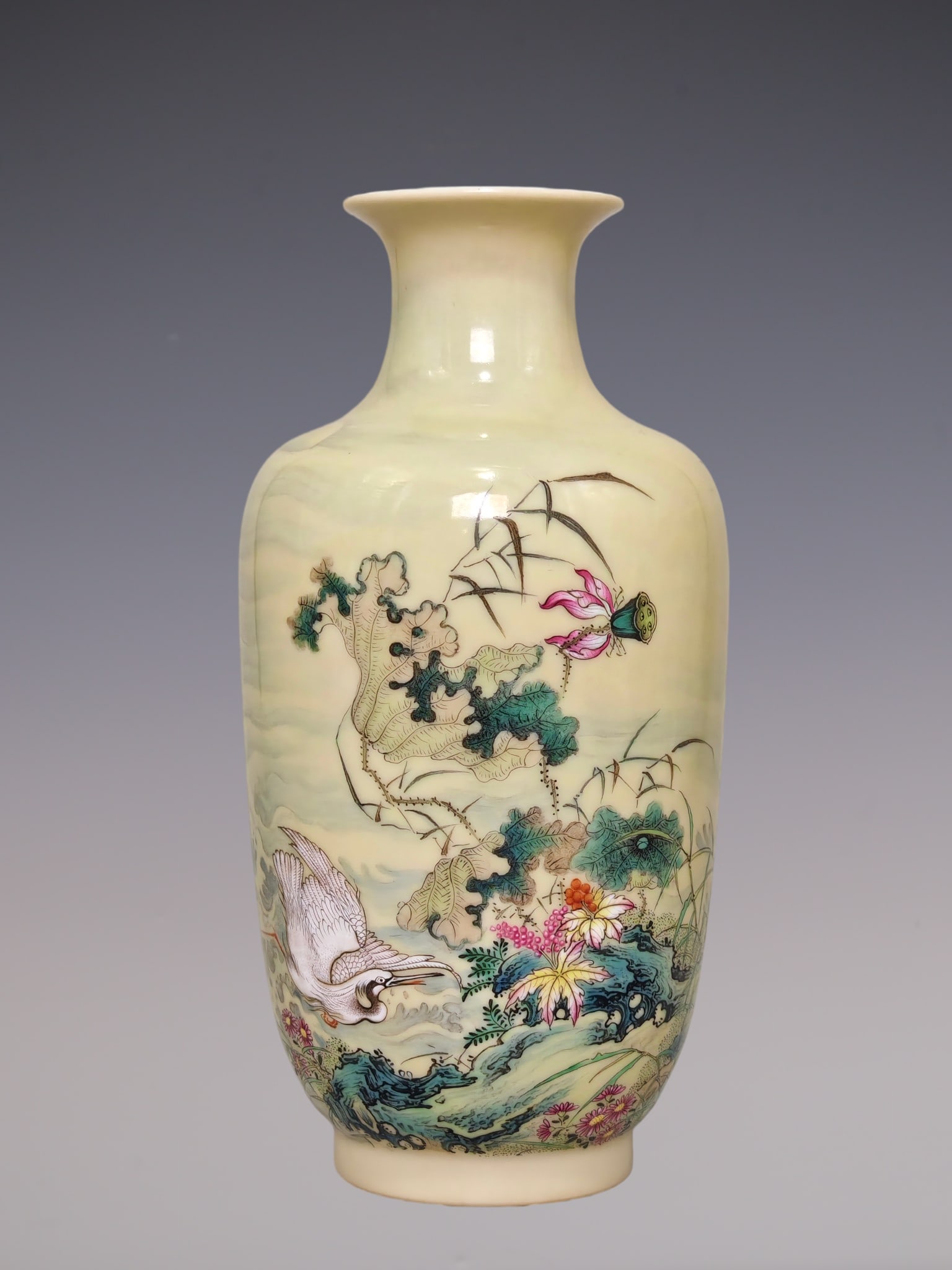 An Exquisite Enamel Flower and Bird Pattern with poem Vase (1 of 7)