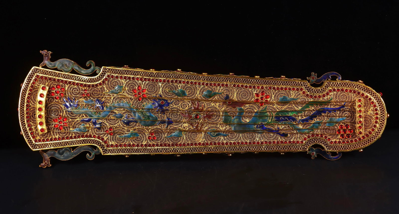 A Set of Fine Gilt Bronze Inlaid Gems Dragon Pattern Musical instrument - 7