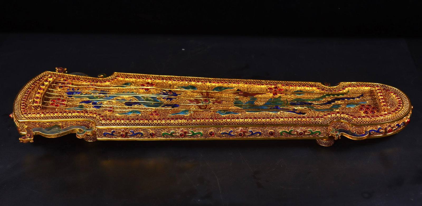 A Set of Fine Gilt Bronze Inlaid Gems Dragon Pattern Musical instrument - 8