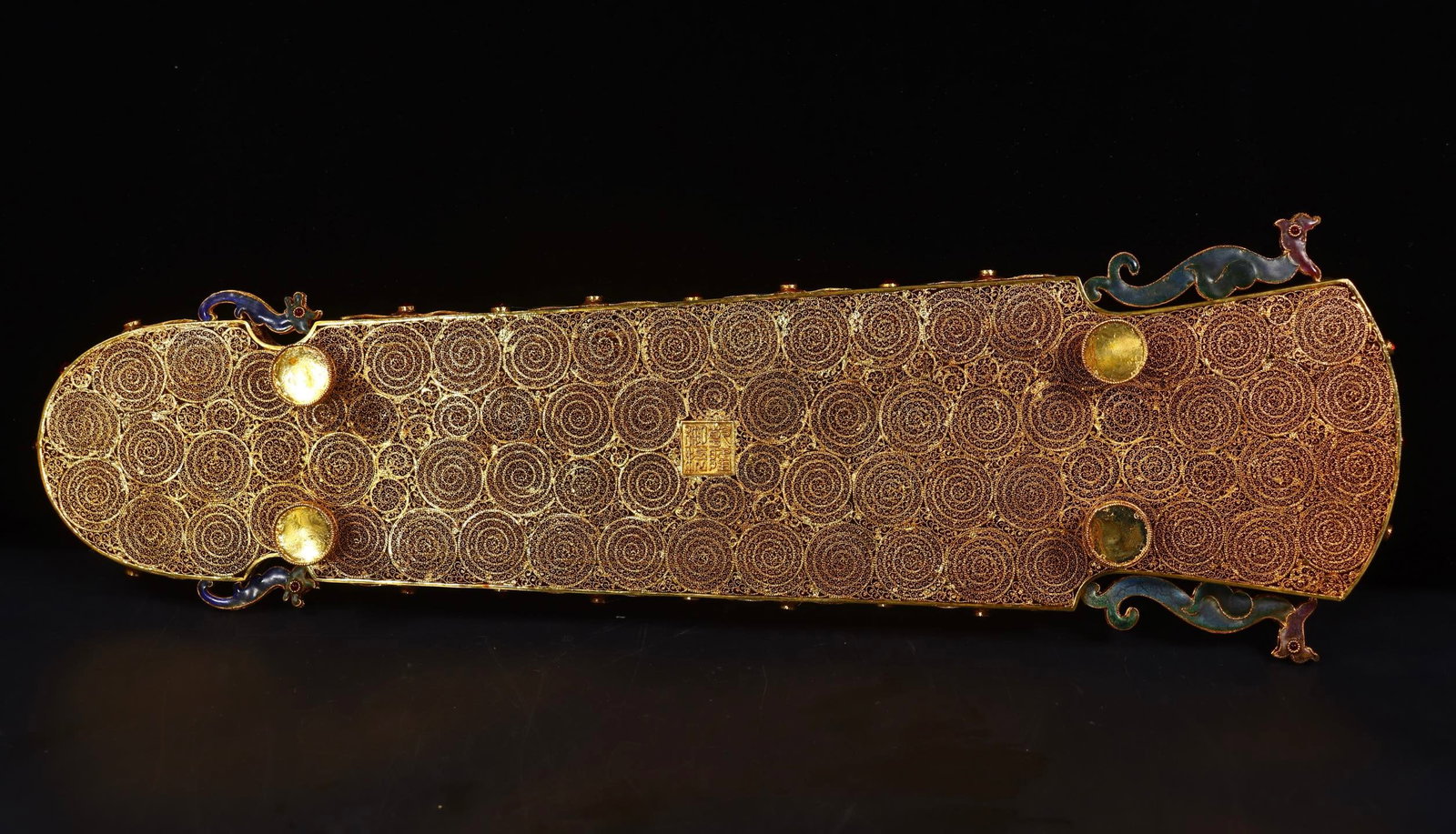 A Set of Fine Gilt Bronze Inlaid Gems Dragon Pattern Musical instrument - 9