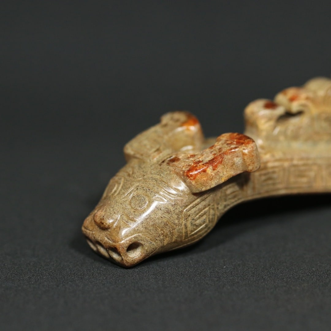An Exquisite White Jade Beast-Face Pattern Spoon - 5