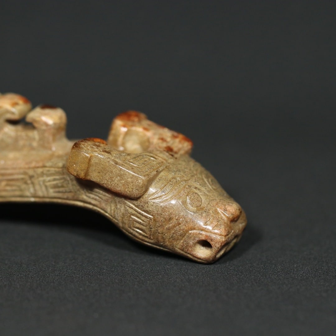 An Exquisite White Jade Beast-Face Pattern Spoon - 6