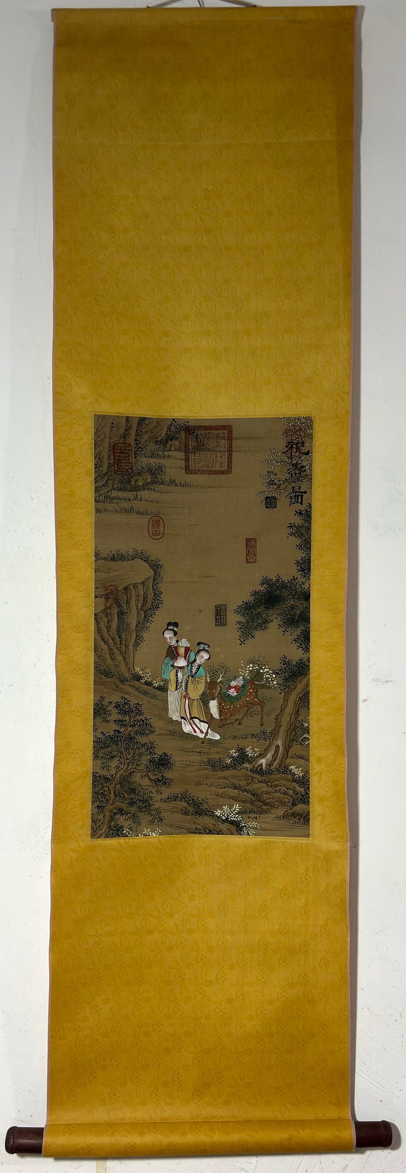 A Chinese Vertical Scroll Ink Painting of Character and Story on Silk (1 of 9)
