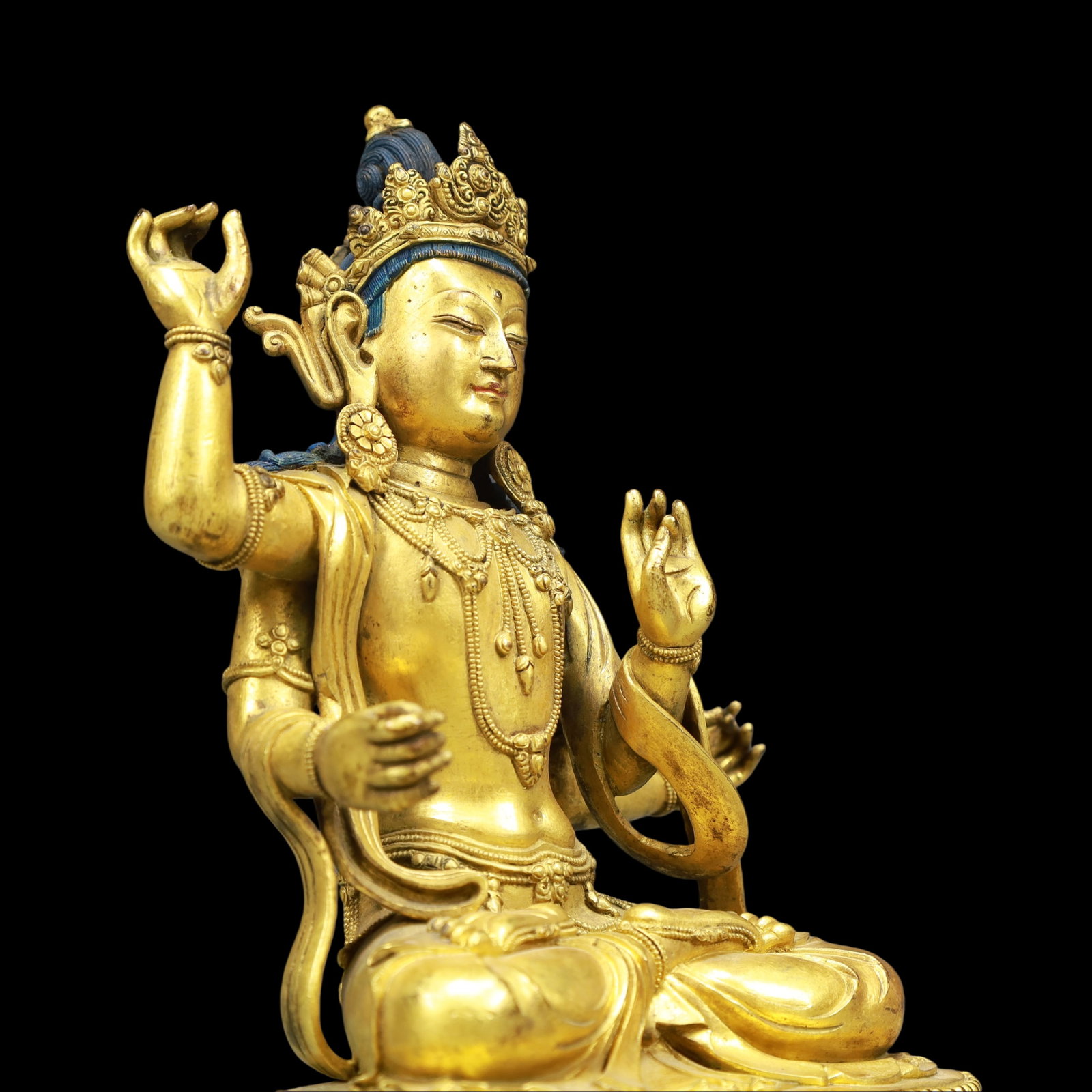 A Exquisite Gilt Bronze Statue of Manjusri - 8