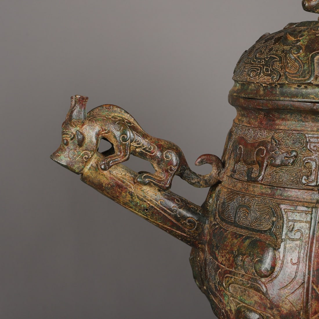 An Exquisite Bronze Beast-Face Pattern Ewer - 3