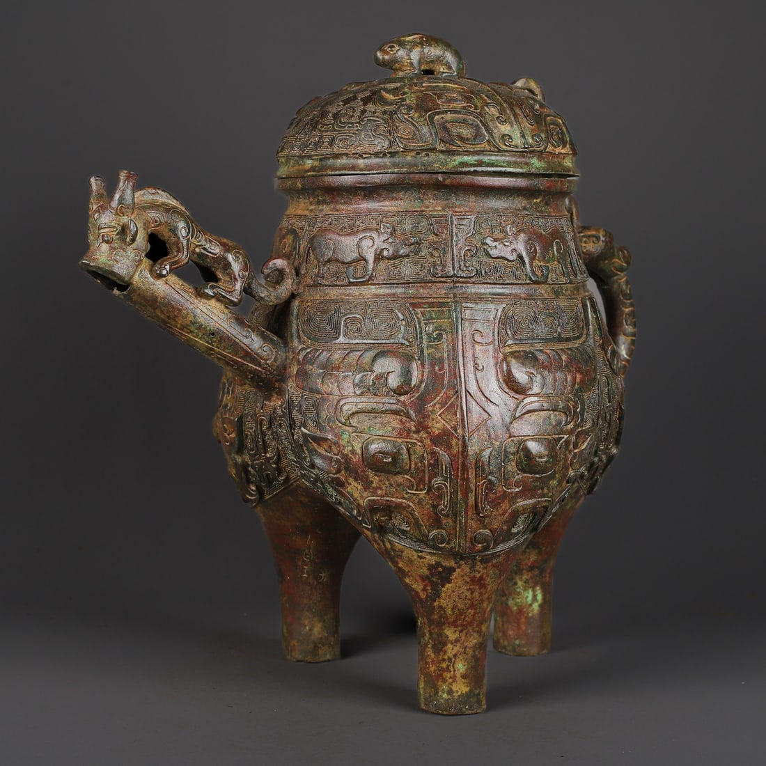 An Exquisite Bronze Beast-Face Pattern Ewer - 4
