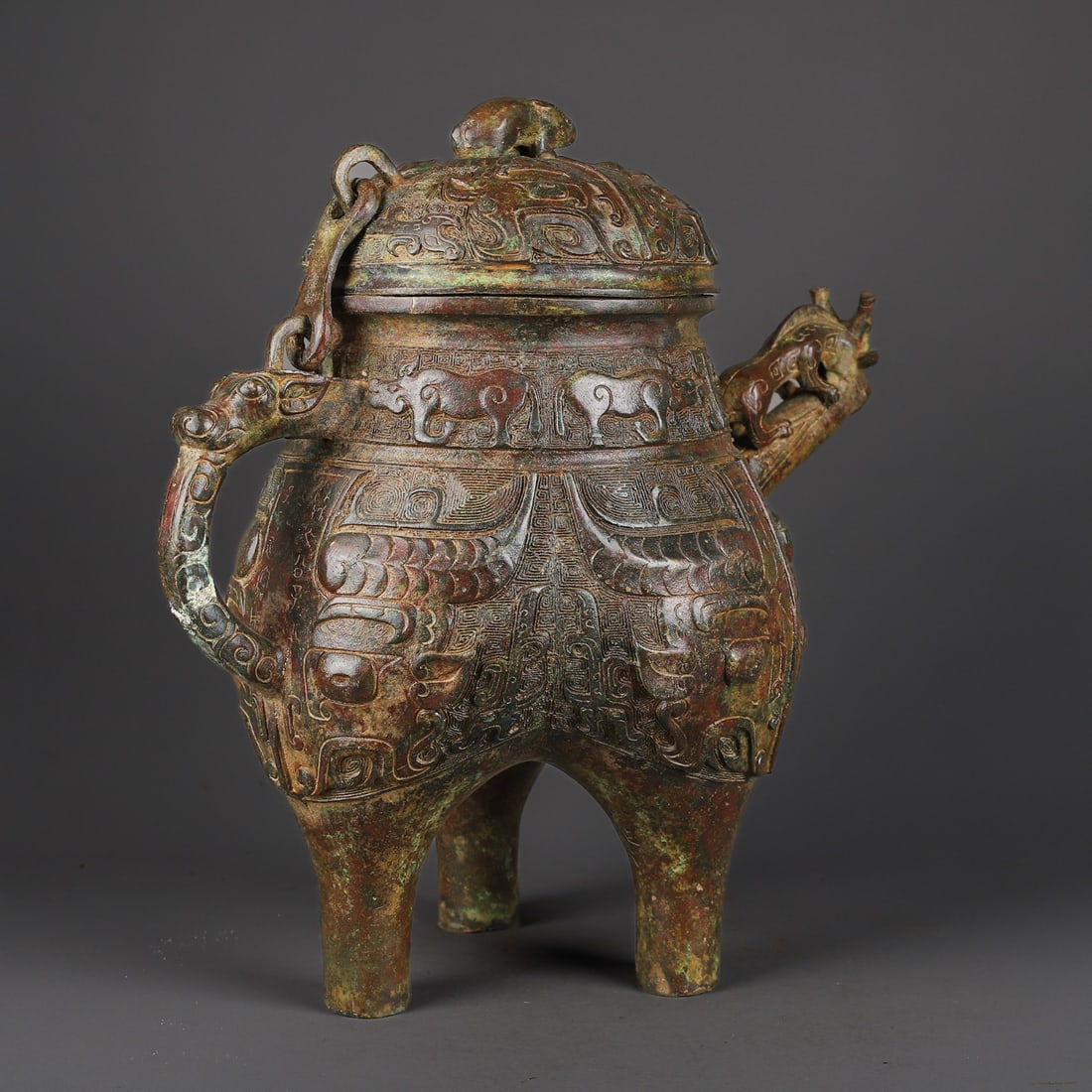 An Exquisite Bronze Beast-Face Pattern Ewer - 7