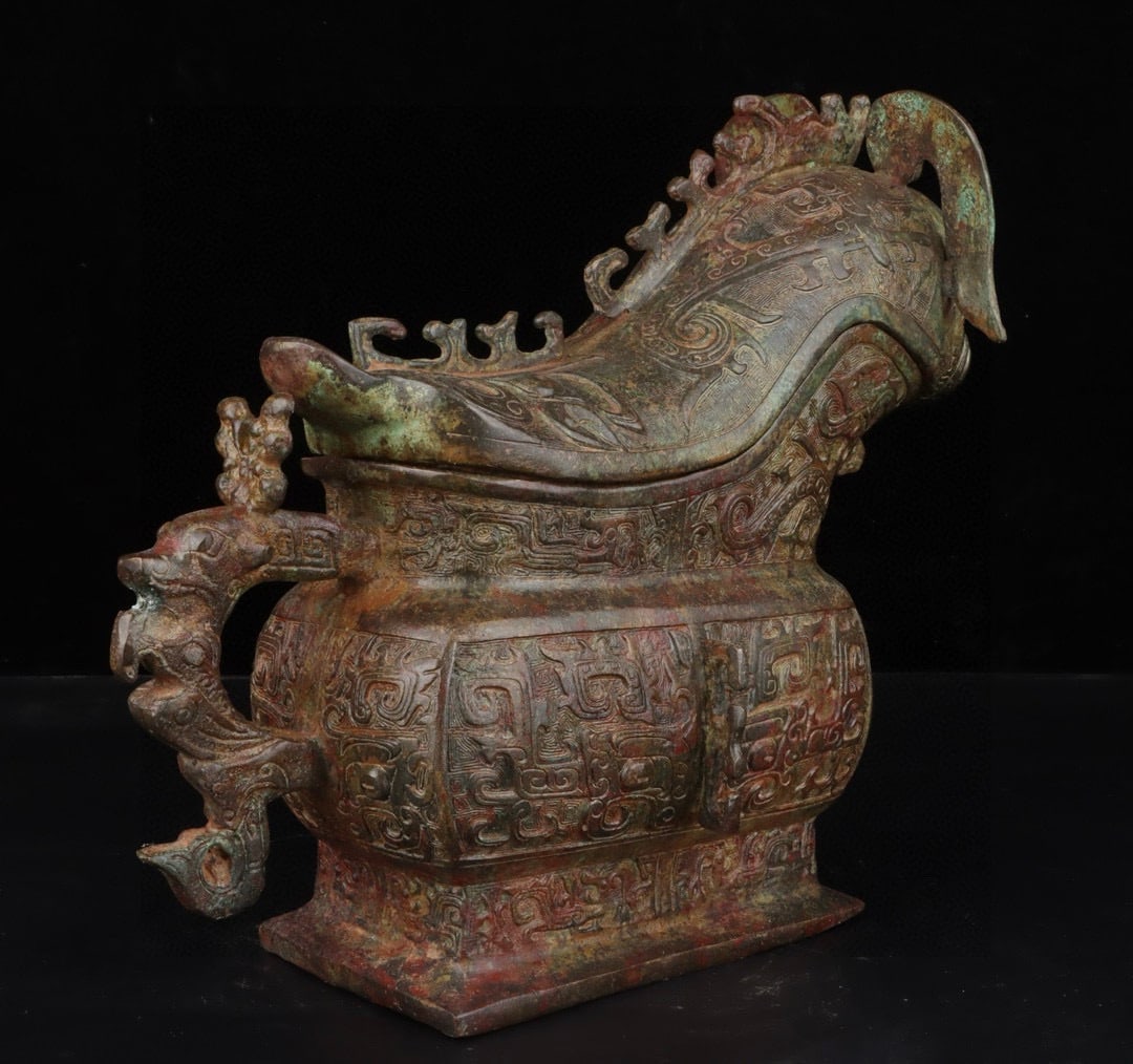 An Exquisite Bronze Beast-Face Pattern Auspicious Beast-Shaped Cup - 5