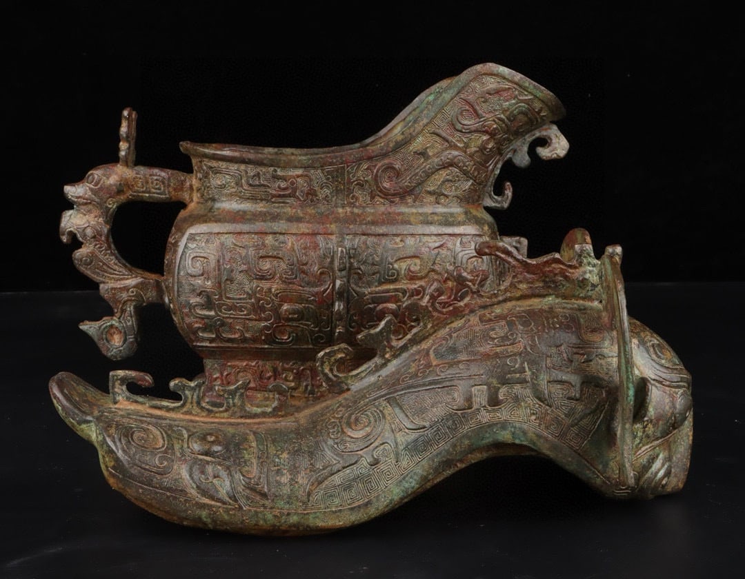 An Exquisite Bronze Beast-Face Pattern Auspicious Beast-Shaped Cup - 8