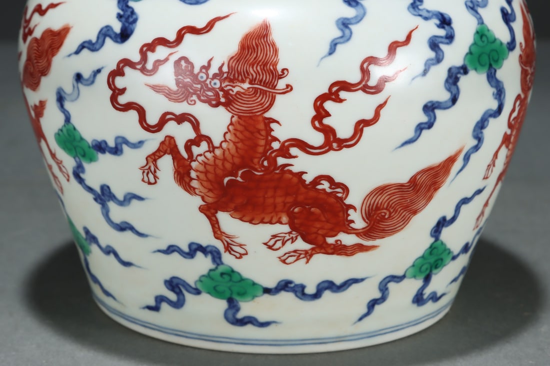 An Exquisite Doucai Kylin Pattern Jar - 6