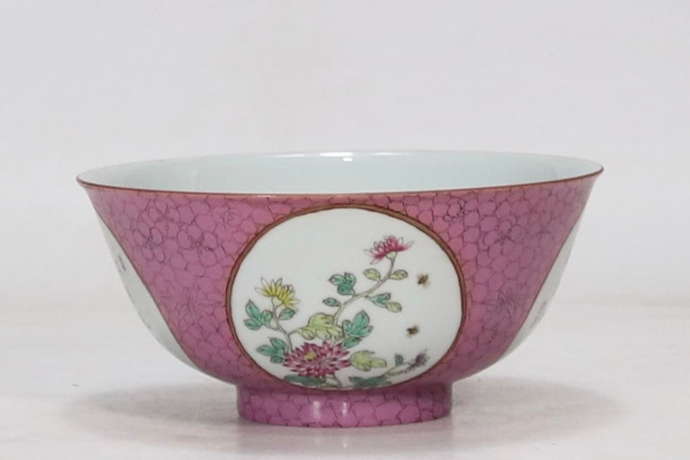 An Exquisite Ruby Red-Glazed Flower Pattern with poem Bowl - 3