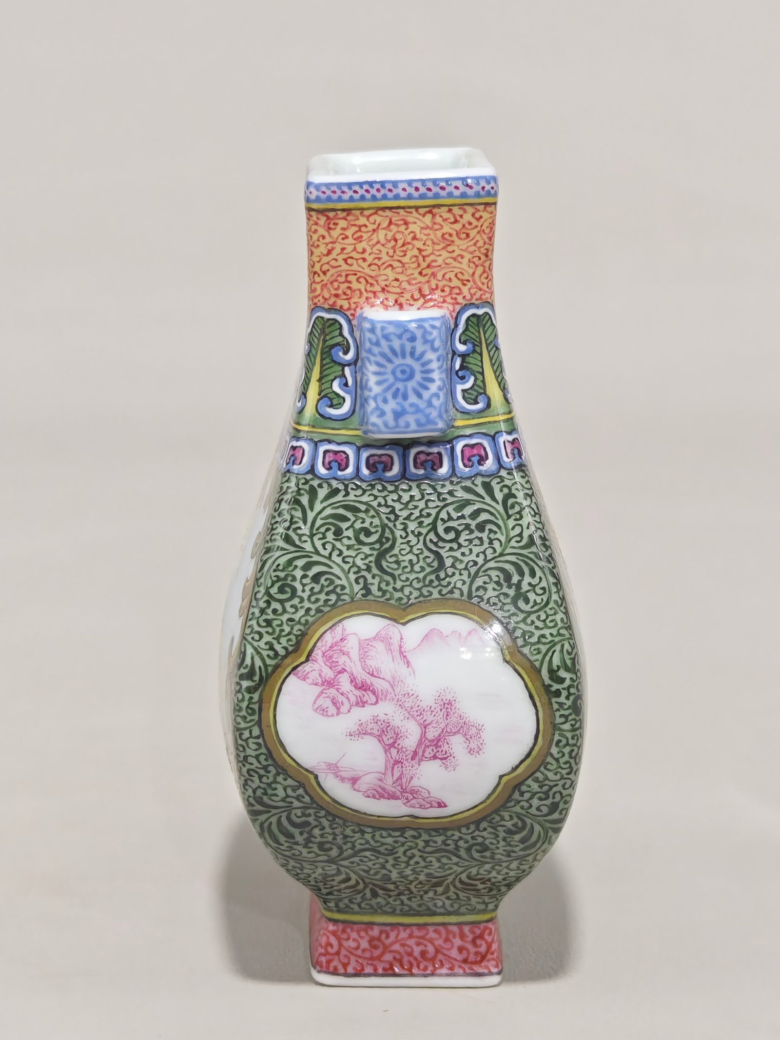 An Exquisite Enamel Figure Pattern Double-Ears Vase (1 of 7)