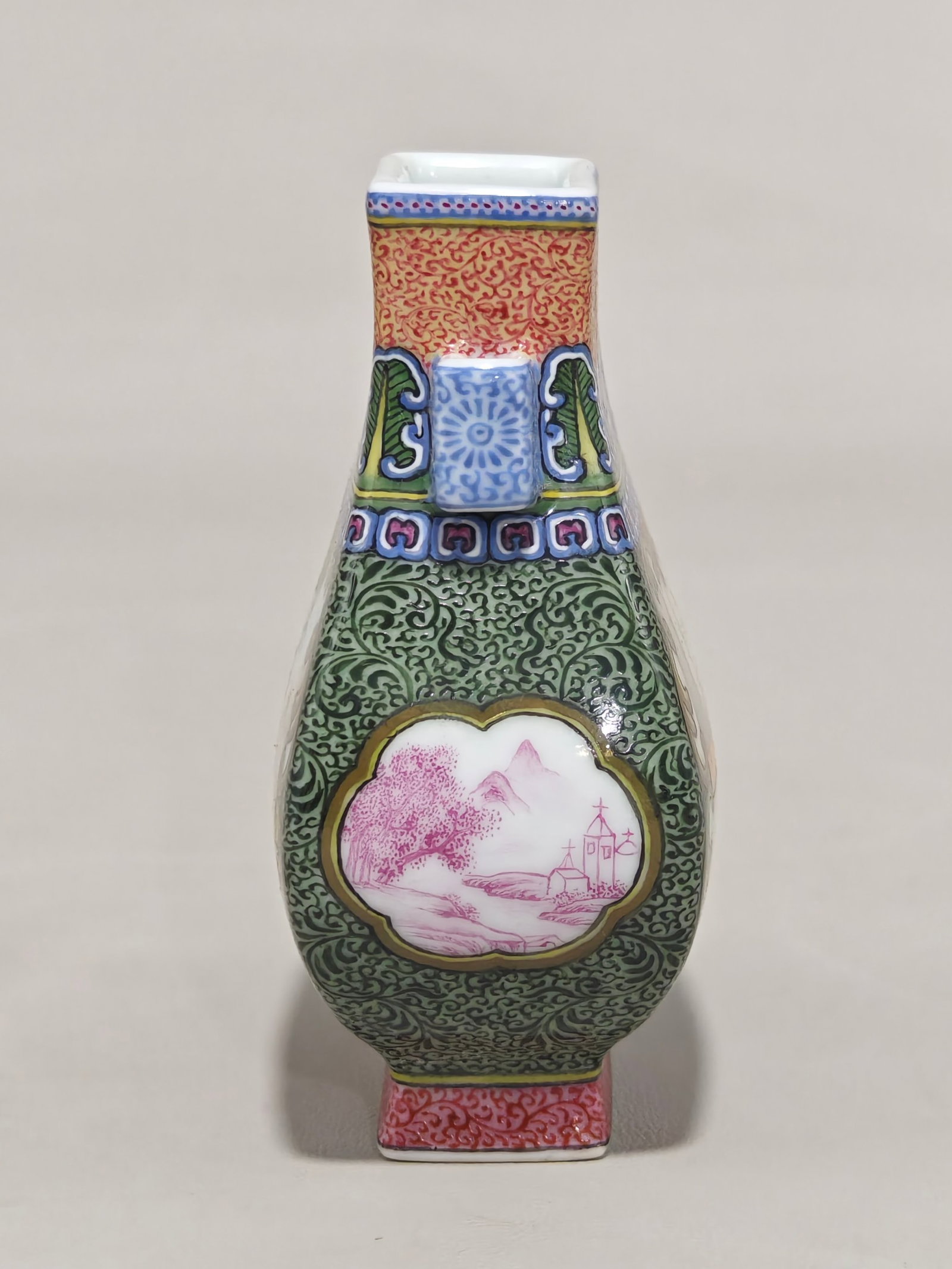 An Exquisite Enamel Figure Pattern Double-Ears Vase - 3