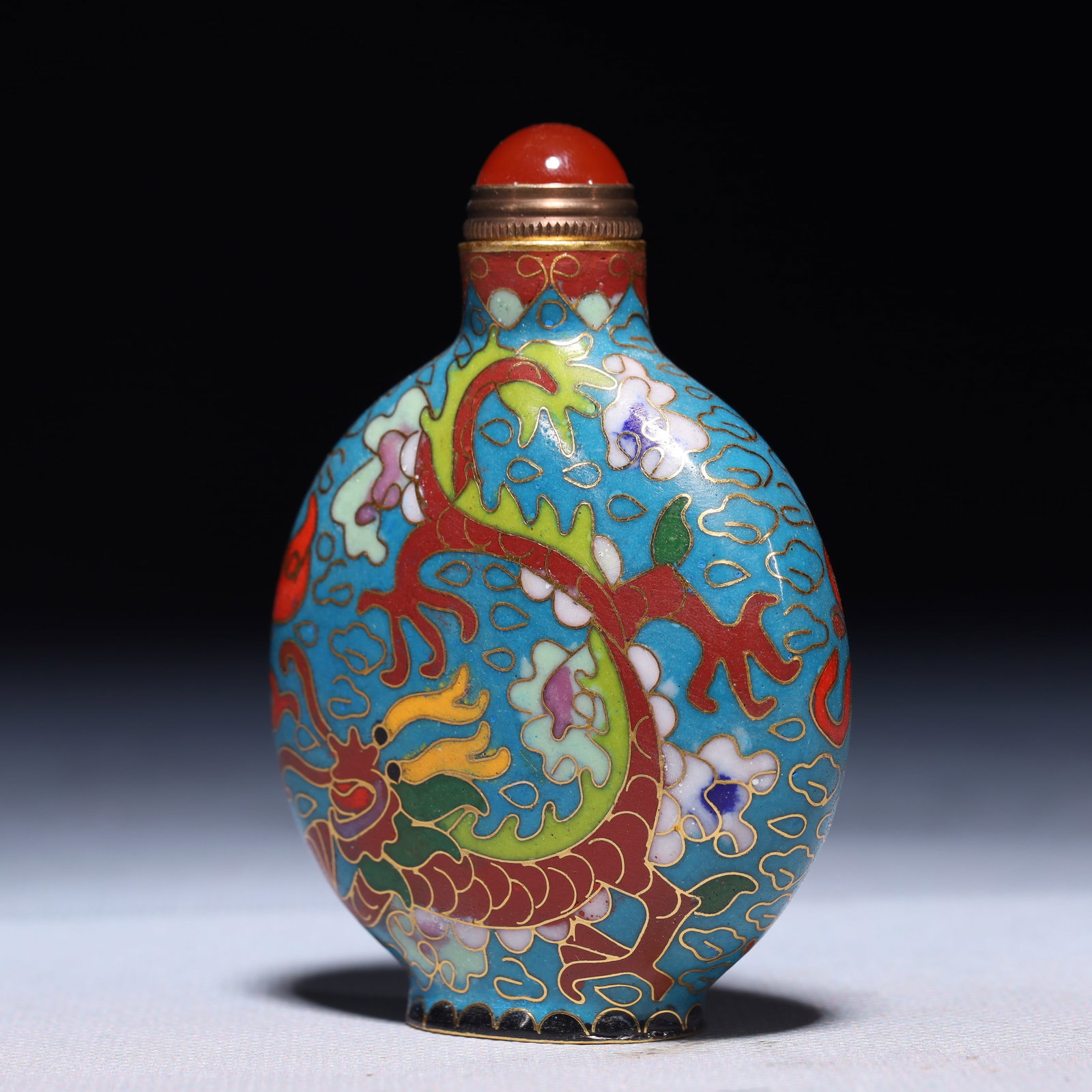 An Exquisite Cloisonne Auspicious Cloud and Dragon Pattern Snuff Bottle - 2