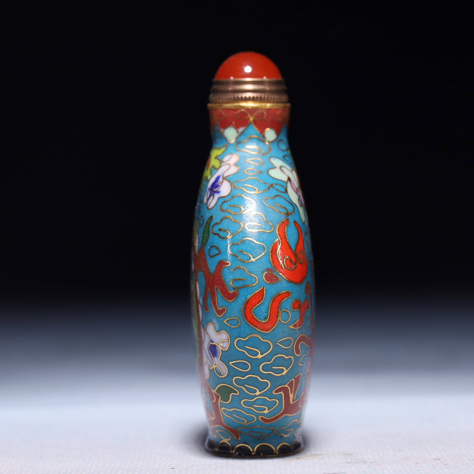 An Exquisite Cloisonne Auspicious Cloud and Dragon Pattern Snuff Bottle - 3