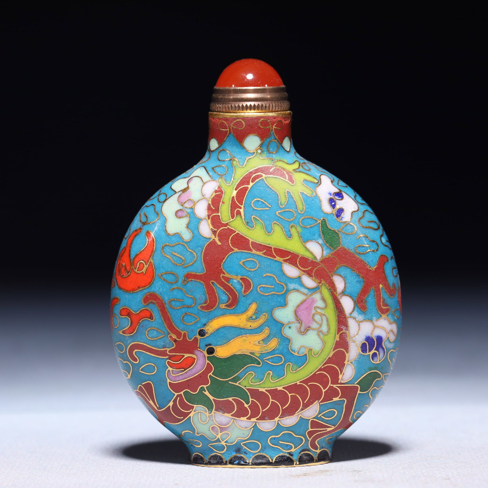 An Exquisite Cloisonne Auspicious Cloud and Dragon Pattern Snuff Bottle - 5