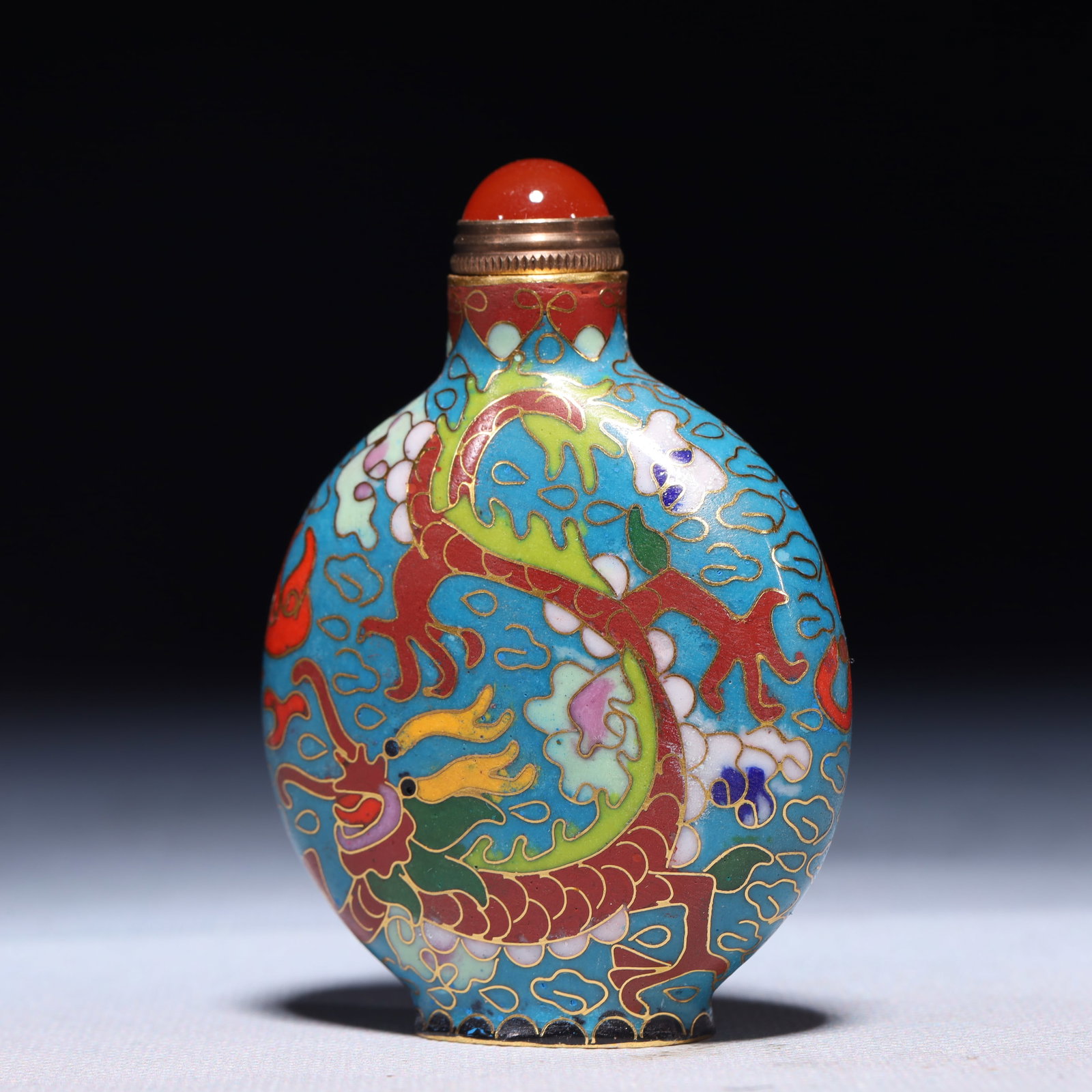 An Exquisite Cloisonne Auspicious Cloud and Dragon Pattern Snuff Bottle - 6