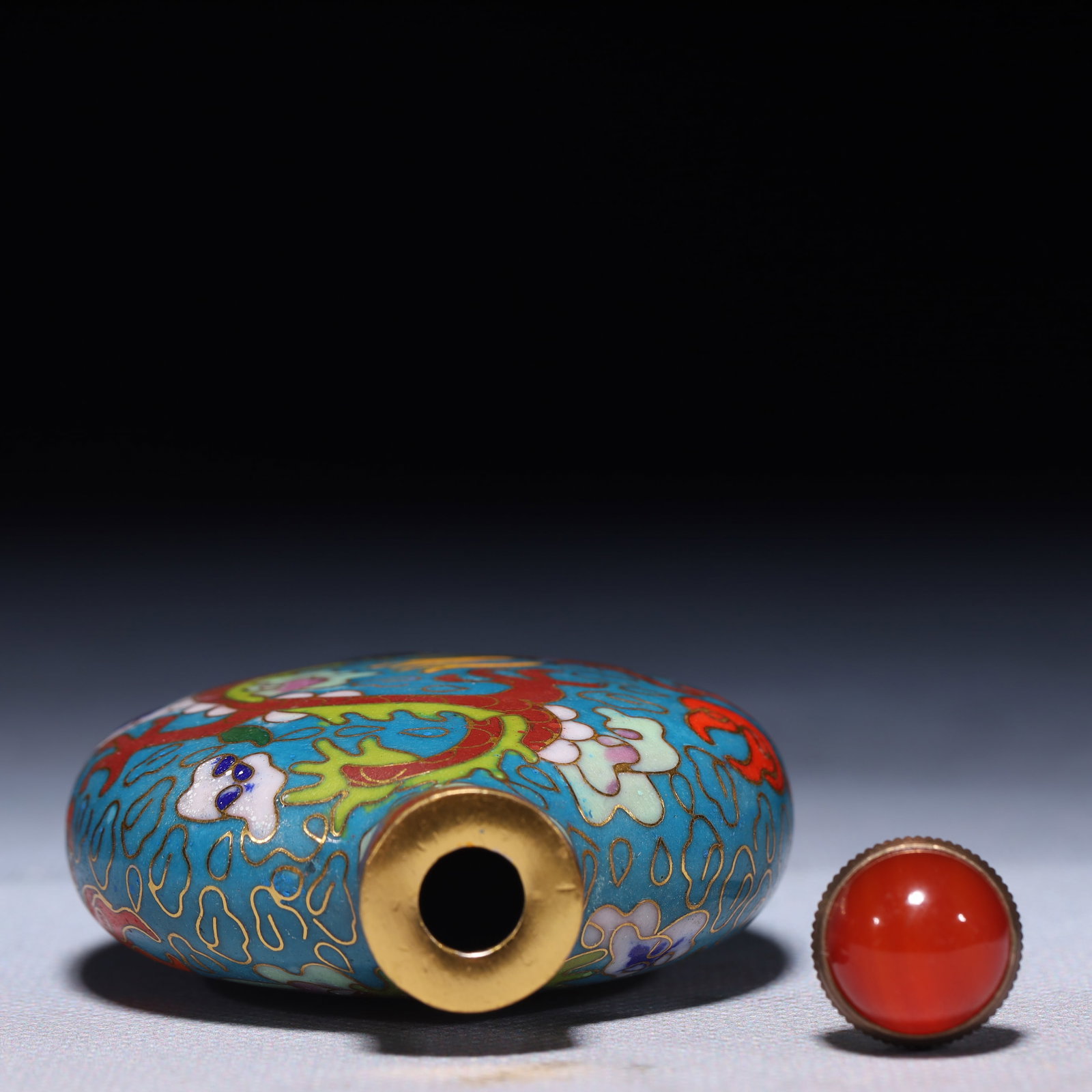 An Exquisite Cloisonne Auspicious Cloud and Dragon Pattern Snuff Bottle - 8