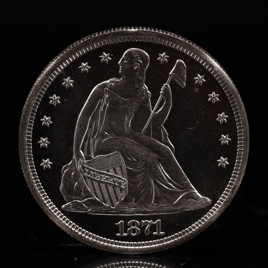 USA One Dollar 1871 Coin: American coin. IN GOD WE TRUST / LIBERTY / 1871 / UNITED STATES OF AMERICA / ONE DOL. Weight:26.9g.